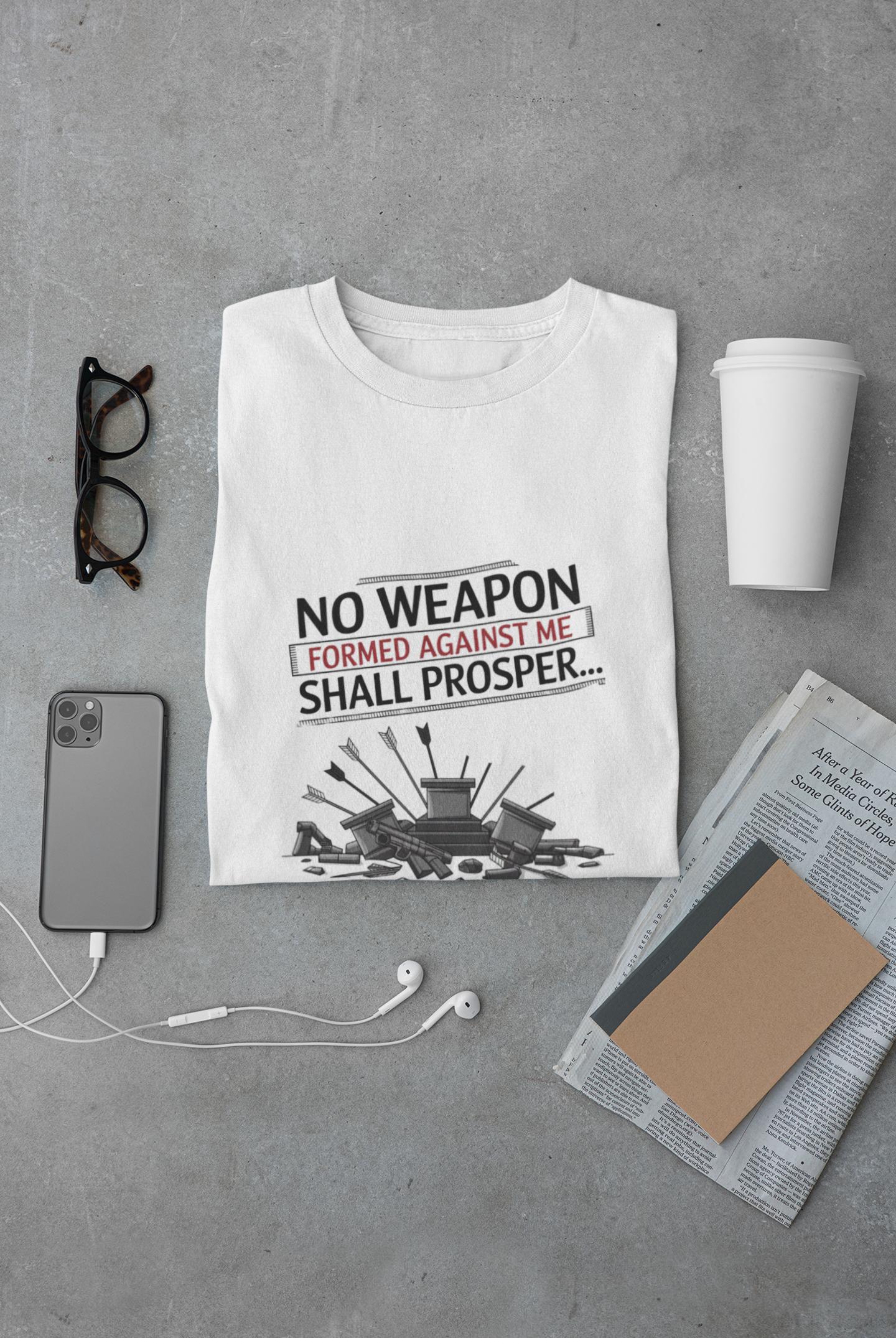 No Weapon Formed Against Me Shall Prosper T-Shirt — Isaiah 54:17 Christian Faith Tee