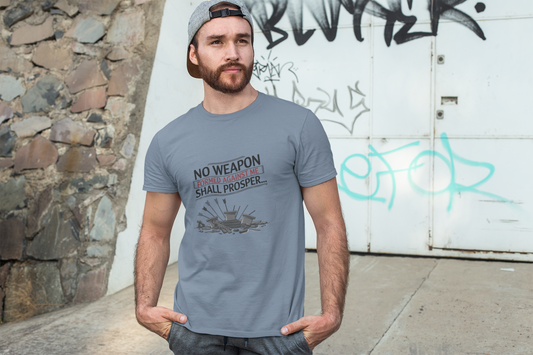 No Weapon Formed Against Me Shall Prosper T-Shirt — Isaiah 54:17 Christian Faith Tee