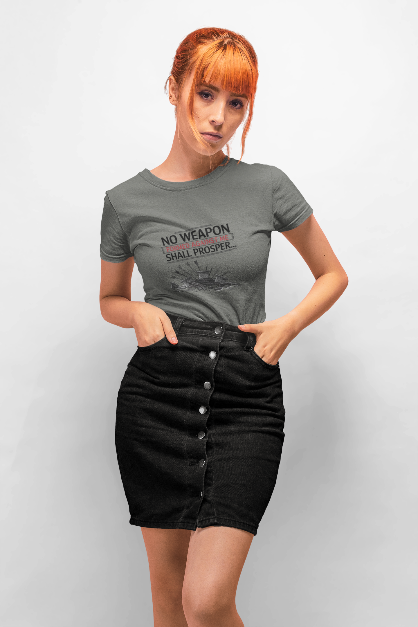 No Weapon Formed Against Me Shall Prosper T-Shirt — Isaiah 54:17 Christian Faith Tee