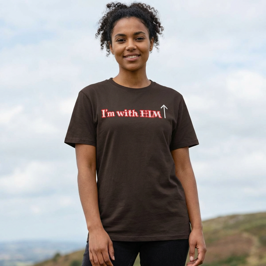 I'm With Him T-Shirt — Arrow Pointing Upward Christian Faith Graphic Tee