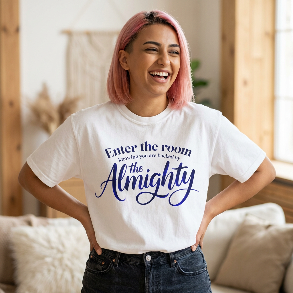 Faith T-Shirt — "Enter the Room Knowing You Are Backed by the Almighty"