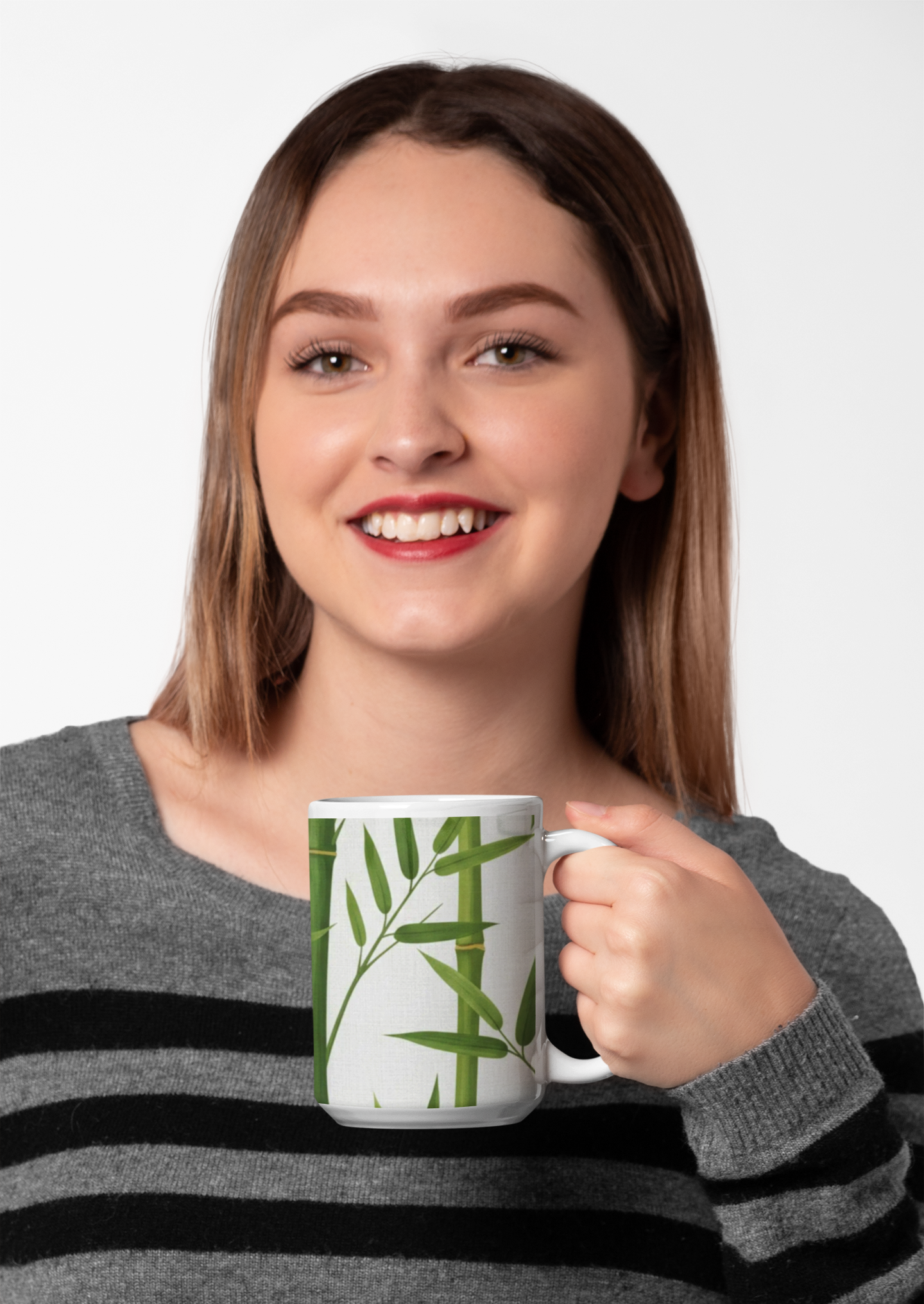 Bamboo Botanical Ceramic Mug — Green Bamboo Stalks Coffee Cup (11oz & 15oz)