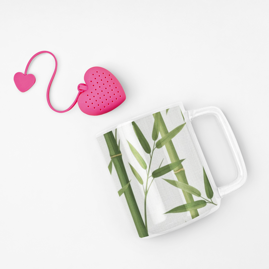 Bamboo Botanical Ceramic Mug — Green Bamboo Stalks Coffee Cup (11oz & 15oz)