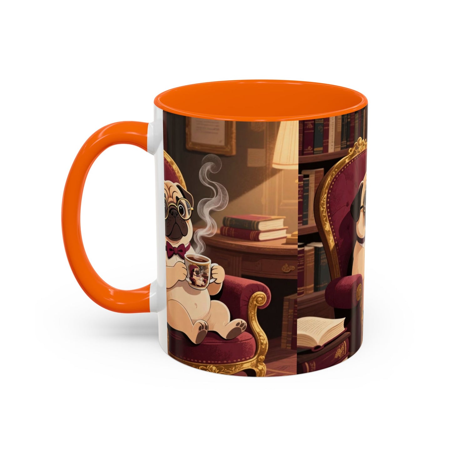 Pug in Armchair Coffee Mug — Cozy Literary Tea & Coffee Cup (11/15oz)