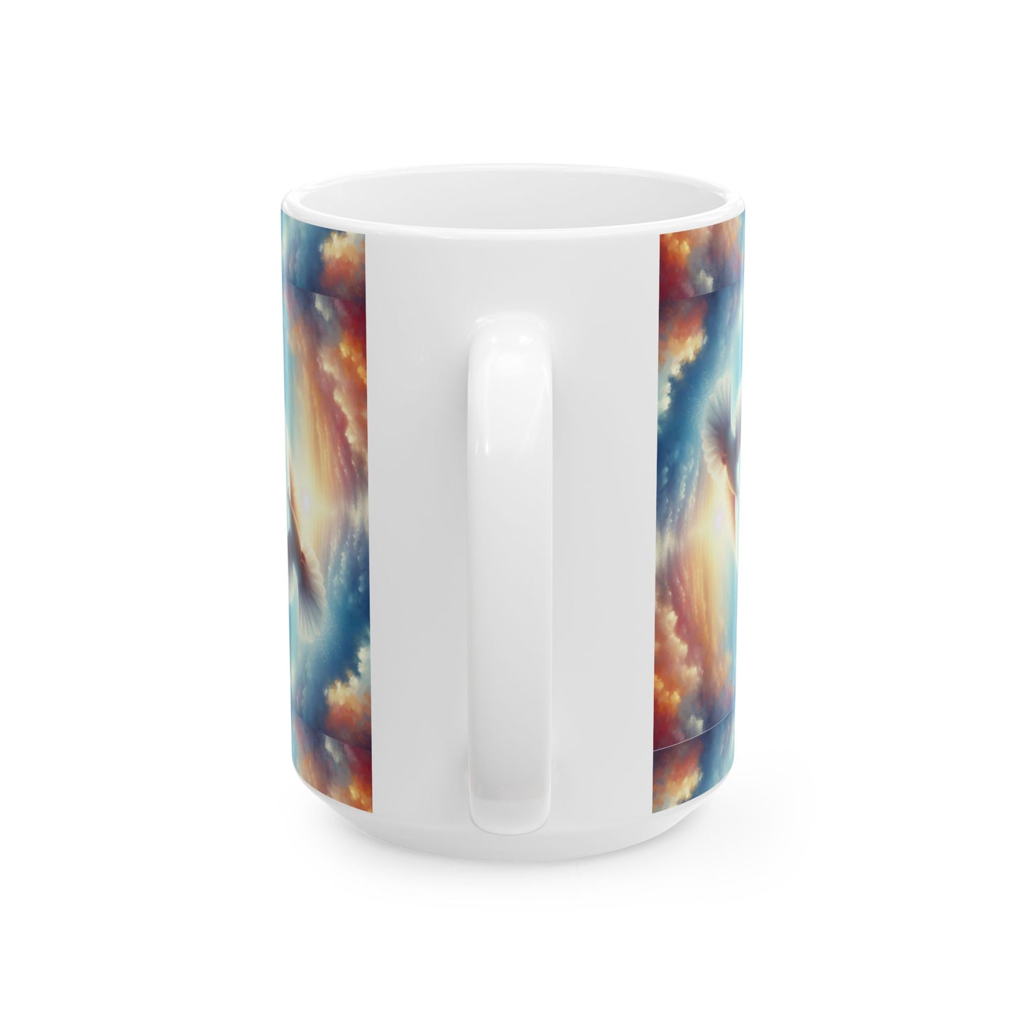 Dove in Sunrise Sky Ceramic Mug — Inspirational Faith & Sympathy Gift (11oz & 15oz)