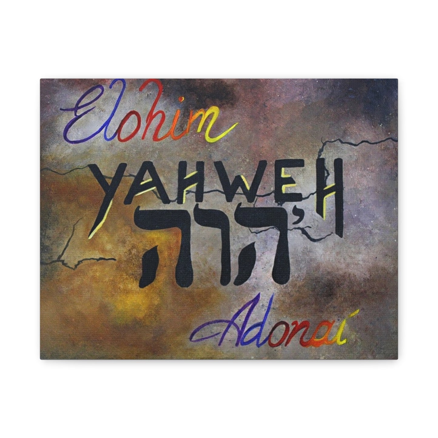 Inspirational Christian Wall Art - Yahweh, Elohim, Adonai Design