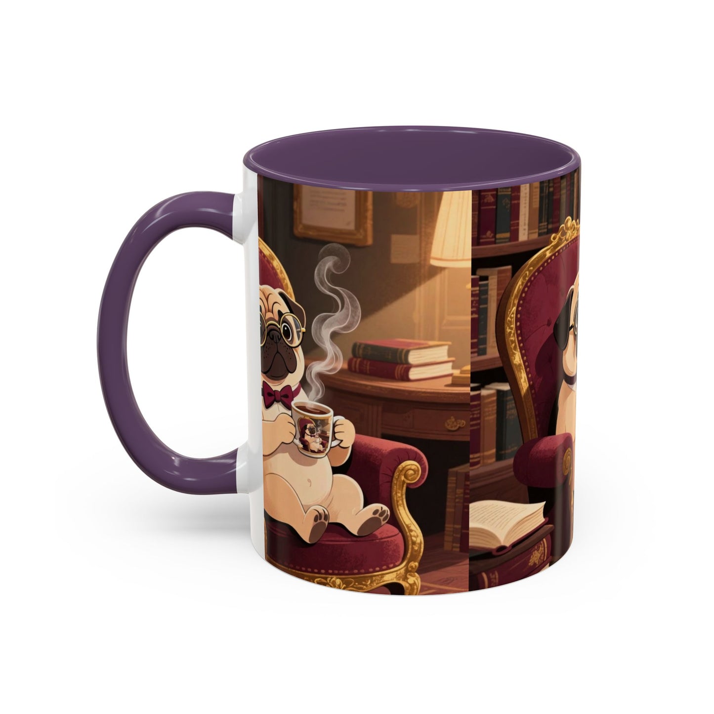 Pug in Armchair Coffee Mug — Cozy Literary Tea & Coffee Cup (11/15oz)