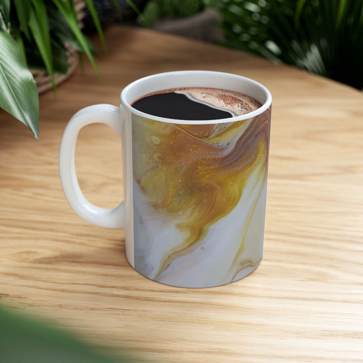 "Faith" Fruit of the Spirit series - Acrylic pour design - Elegant Abstract Swirl Ceramic Mug - 11oz & 15oz Coffee Cup for Tea and Hot Beverages