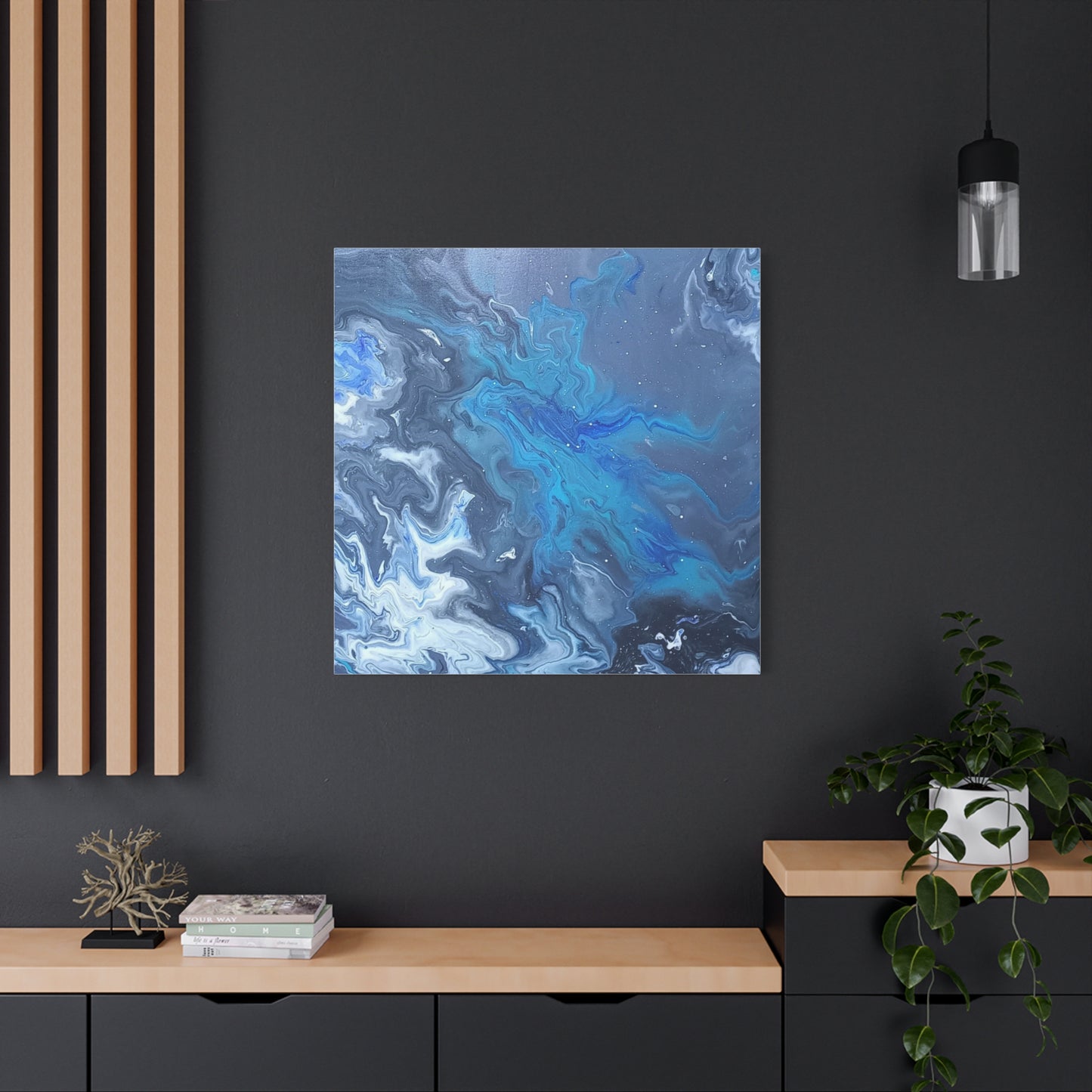 Ocean-Inspired Stretched Canvas Art - Abstract Blue Waves