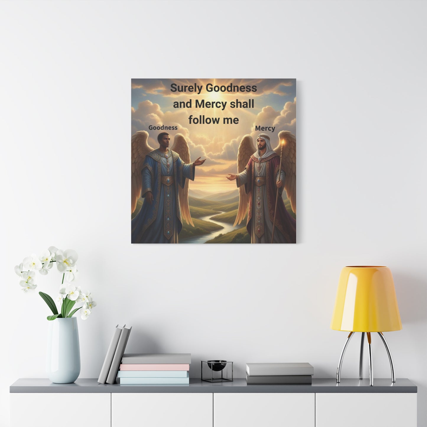Godly Angels Blessing Canvas Print — Motivational Spiritual Wall Art, Religious Home Decor Gift