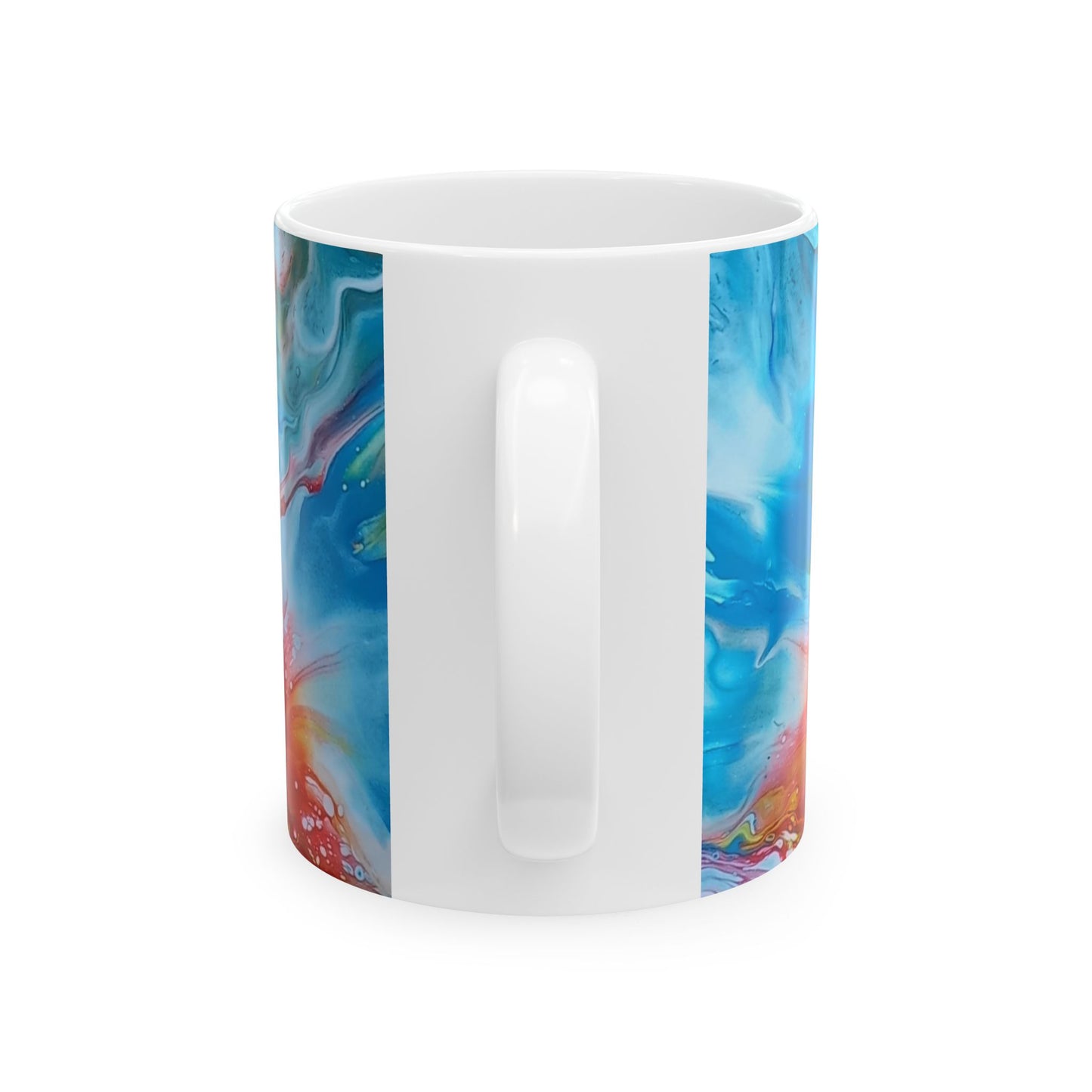"The First Sunset" -  Earth Ceramic Mug - Acrylic Pouring Art Coffee Cup, 11oz, 15oz