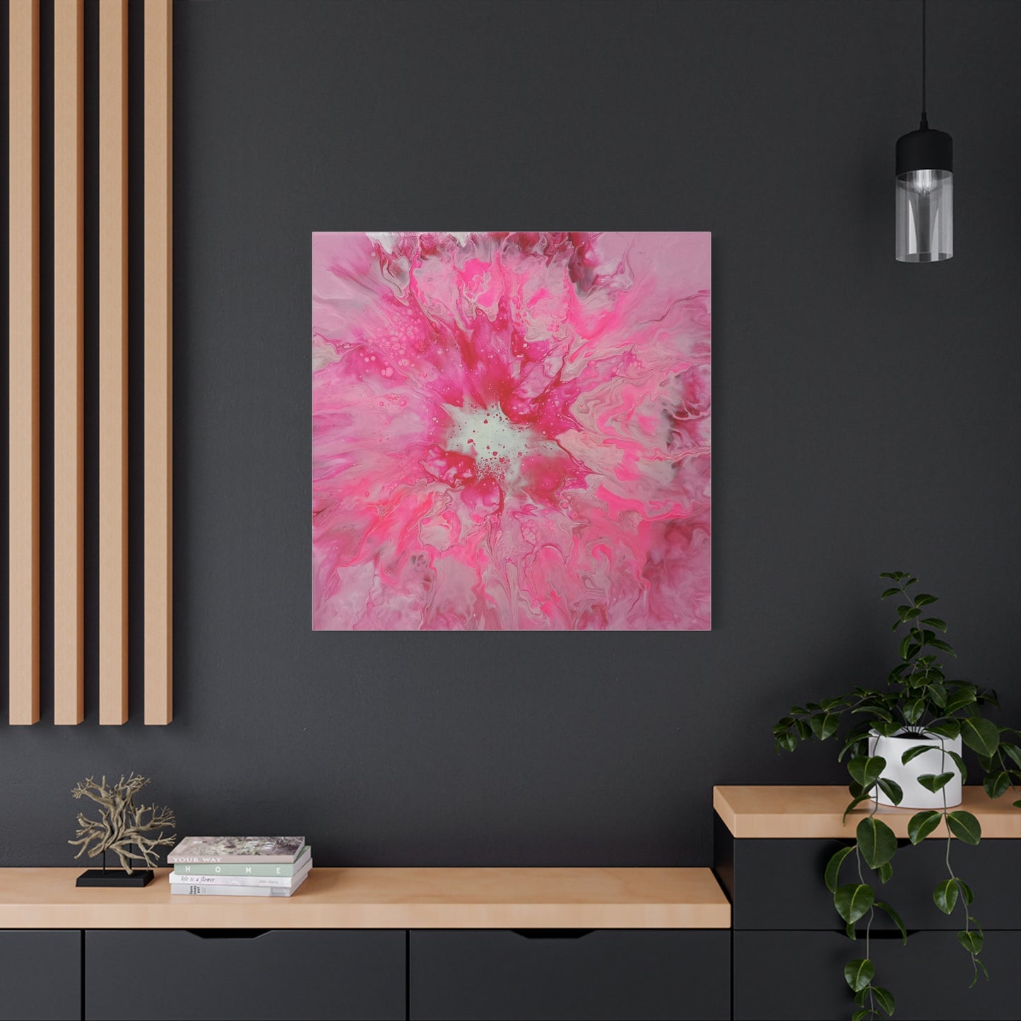 Pink Floral Explosion Matte Canvas Print — Abstract Flower Wall Art