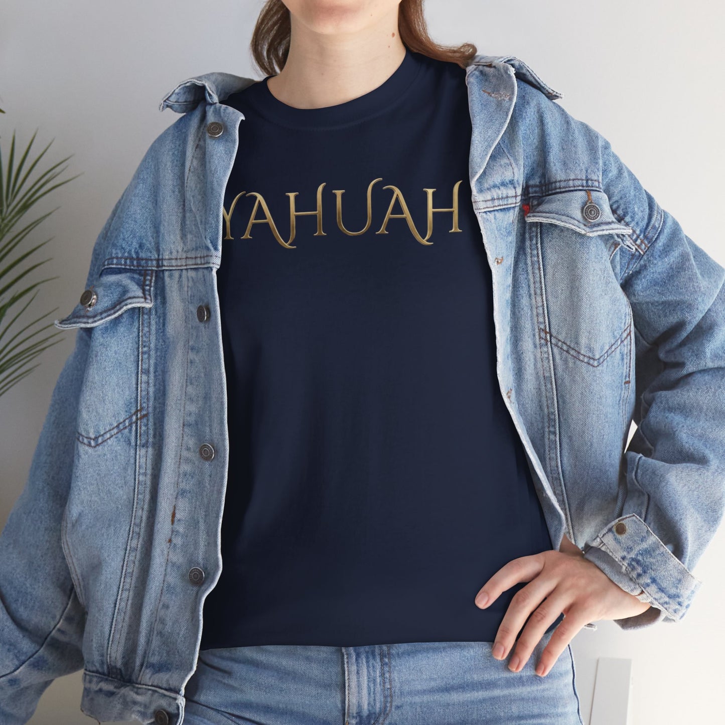 Yahuah Script Tee Gold Lettering Faith T-Shirt
