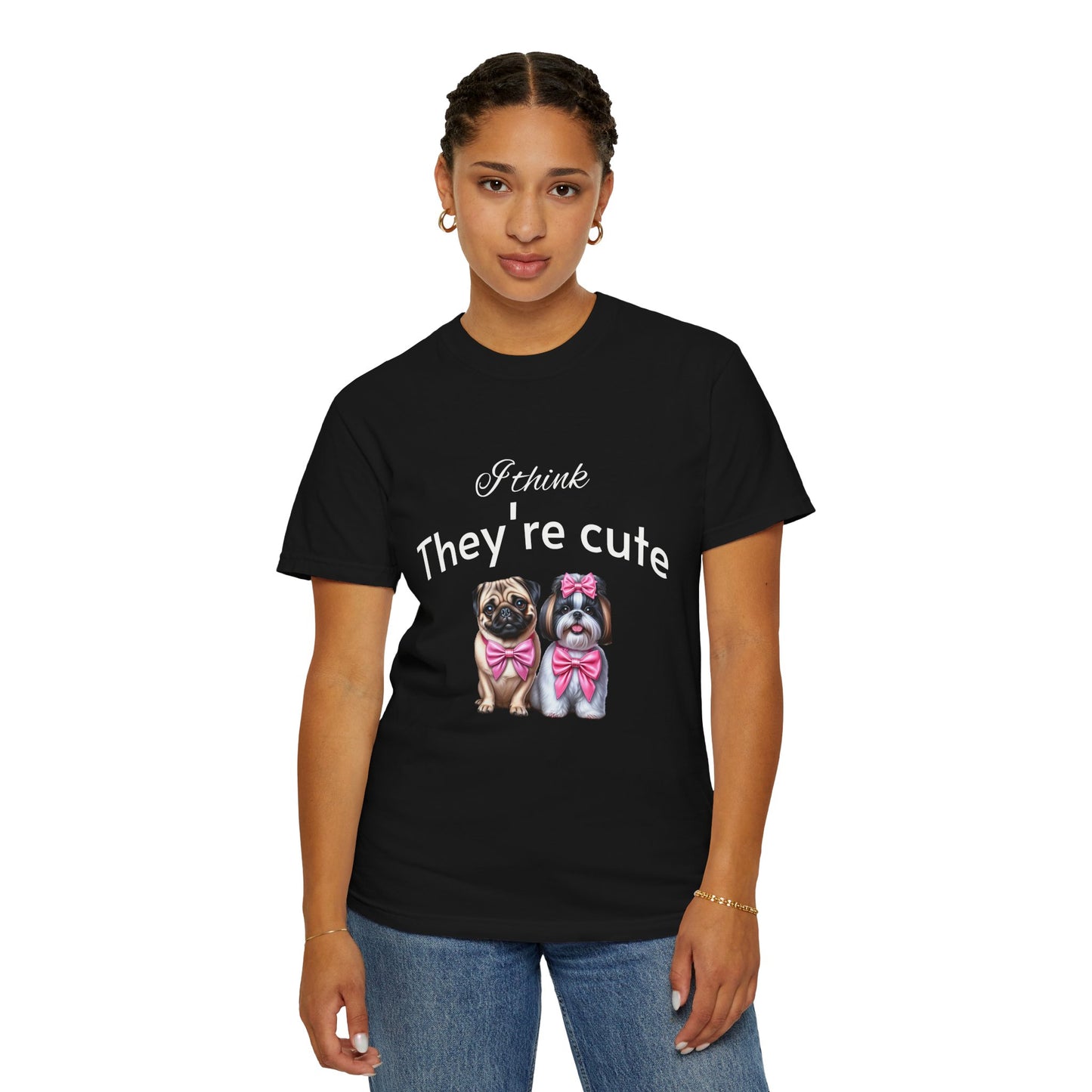 I think they're cute - an adorable pug and a  cute shih tzu toy dog -  Unisex T-Shirt -  Nature Art Tee