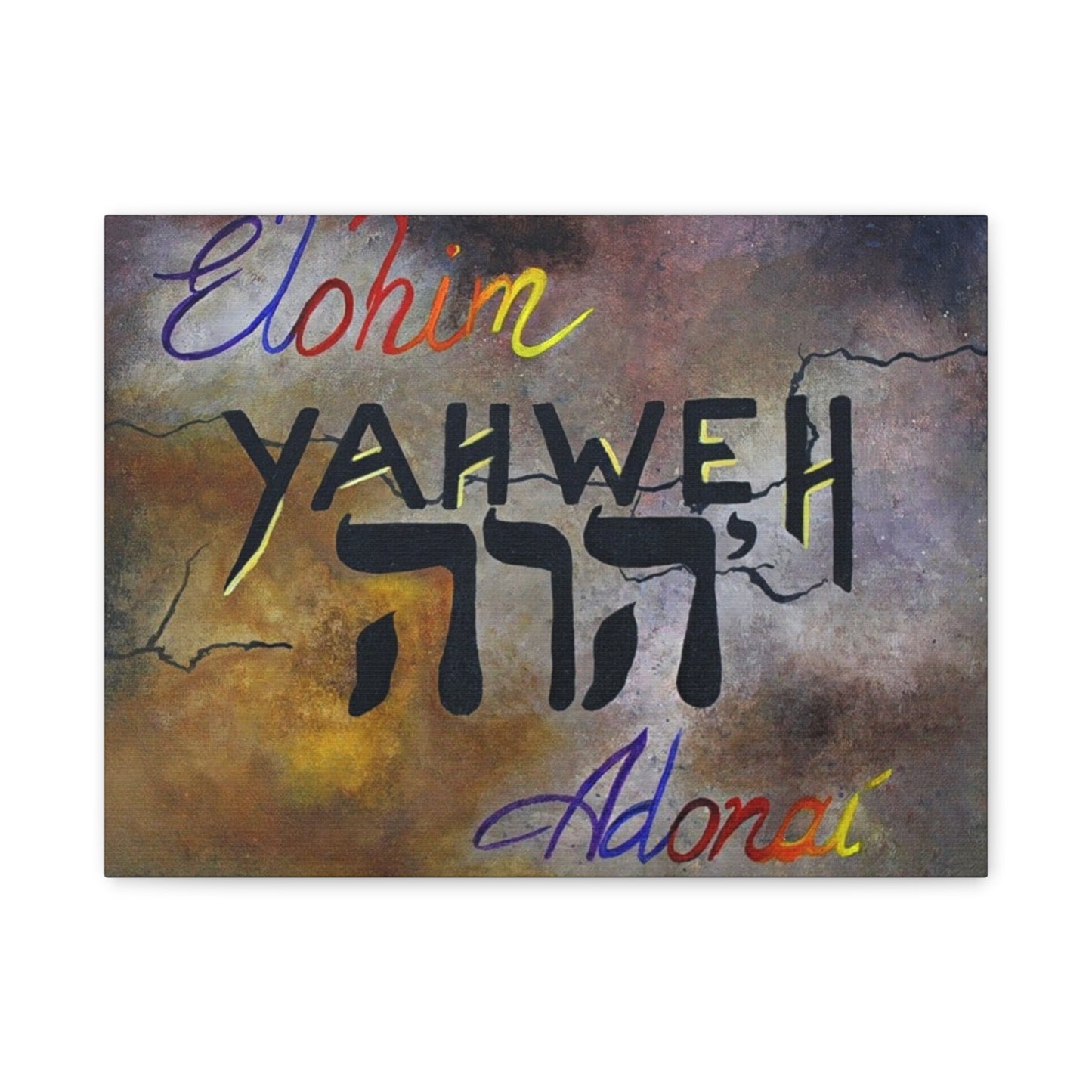 Inspirational Christian Wall Art - Yahweh, Elohim, Adonai Design