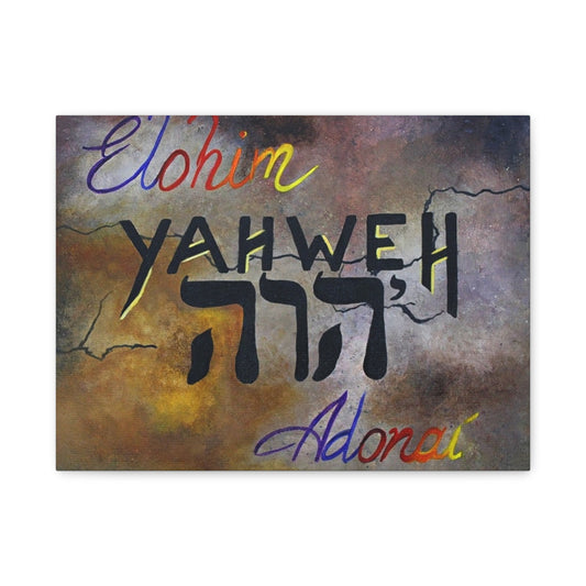 Inspirational Christian Wall Art - Yahweh, Elohim, Adonai Design