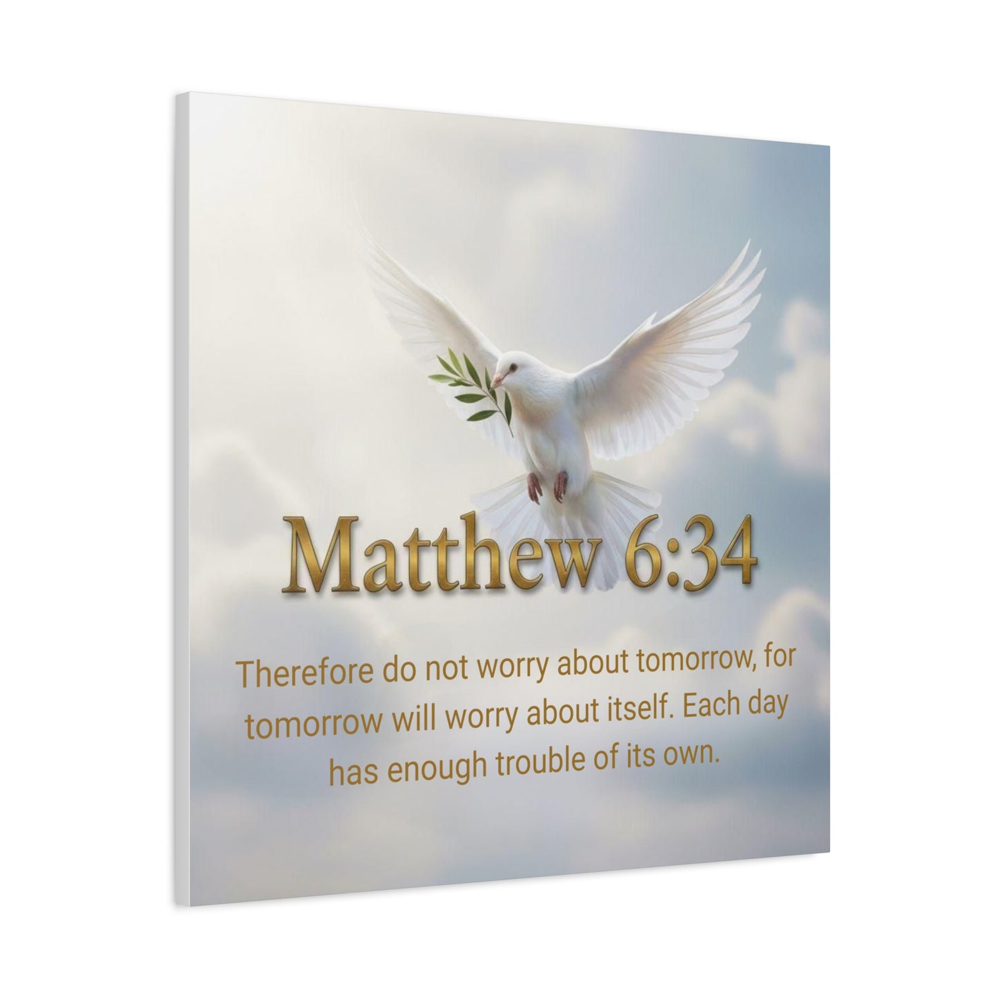 Inspirational Wall Art, Matthew 6:34 Canvas Print, Uplifting Home Decoration, Motivational Gift