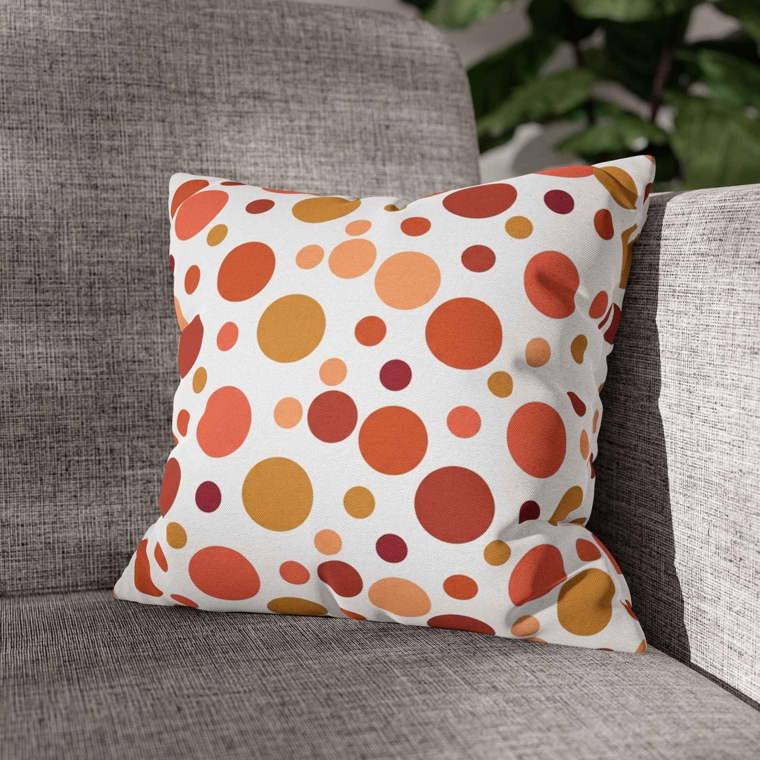 Retro polka dot throw pillow cover in warm autumn dots