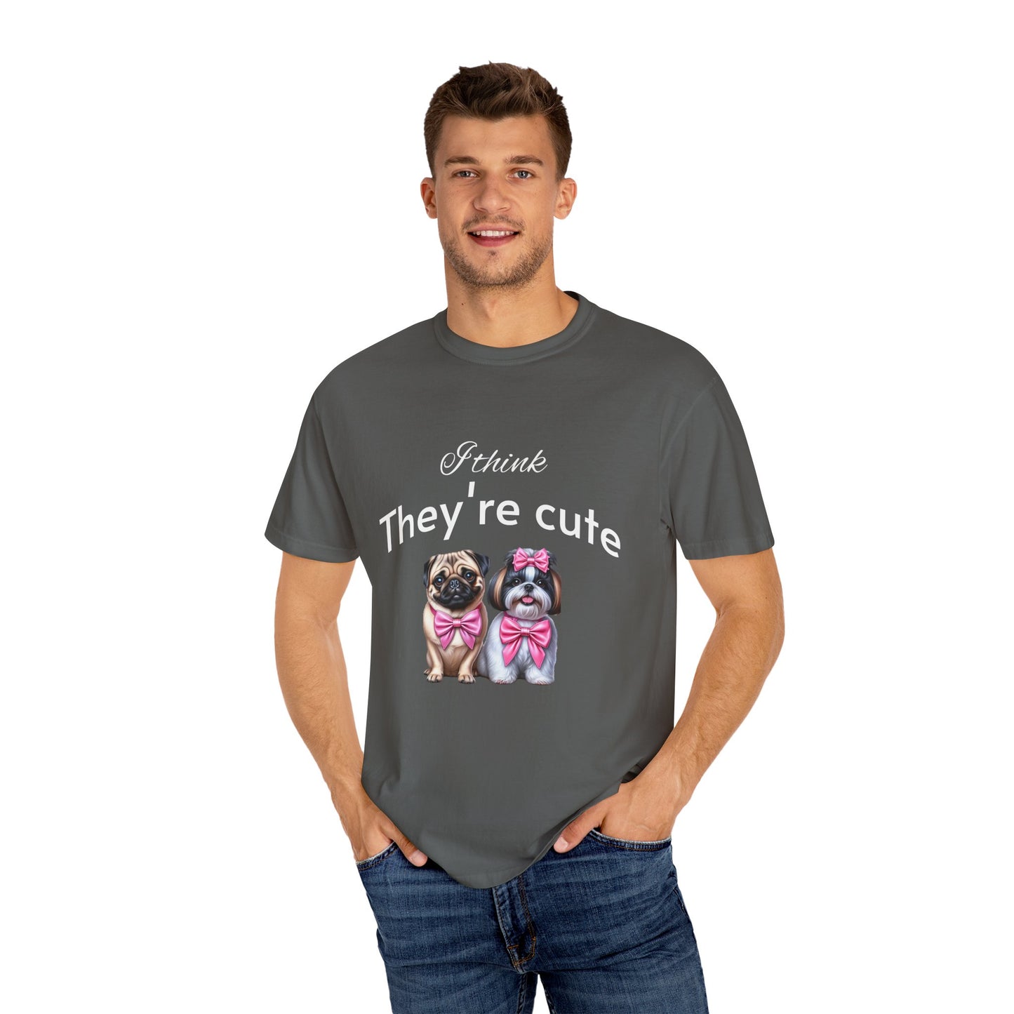 I think they're cute - an adorable pug and a  cute shih tzu toy dog -  Unisex T-Shirt -  Nature Art Tee