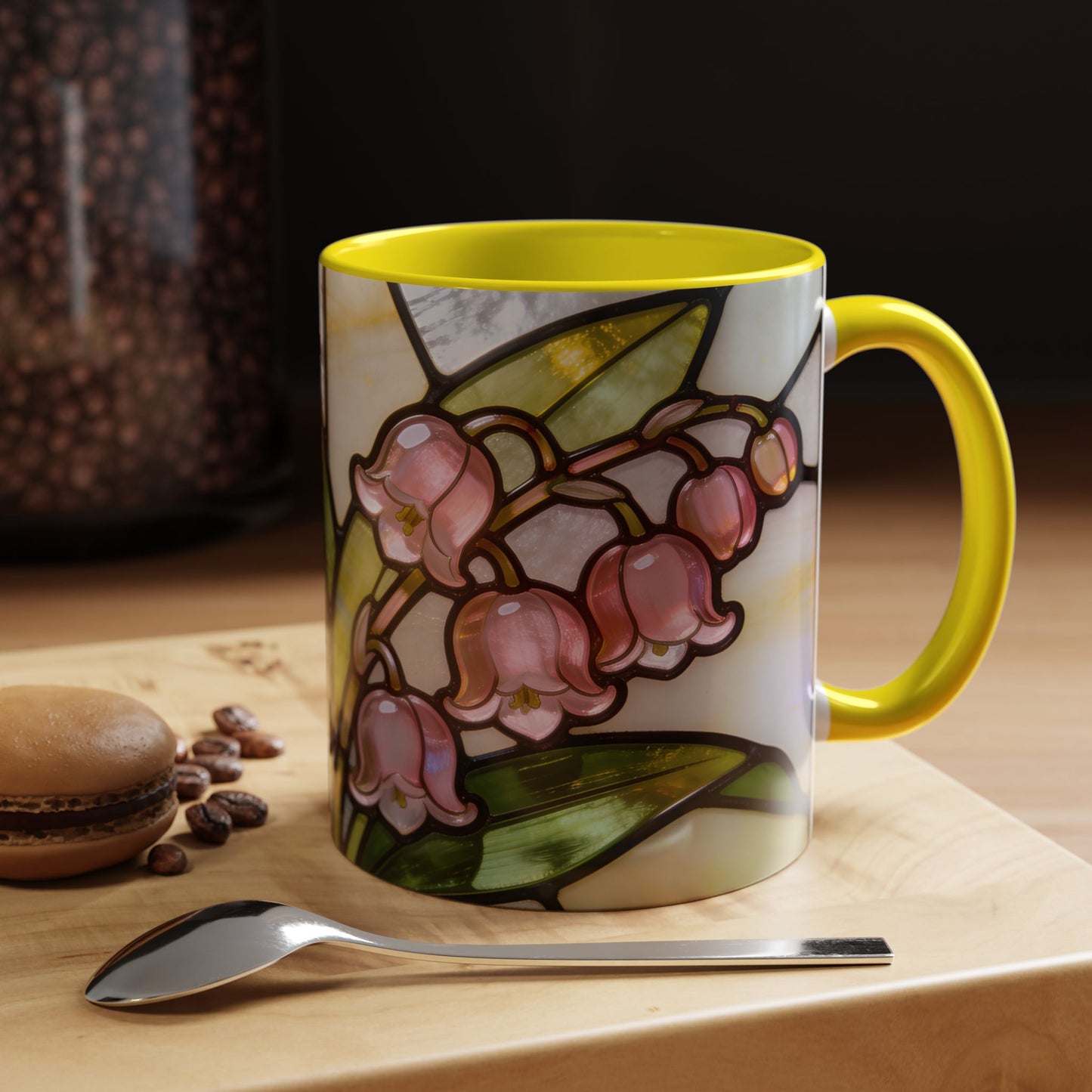 Stained Glass Lily of the Valley Accent Coffee Mug — Floral 11/15oz Gift