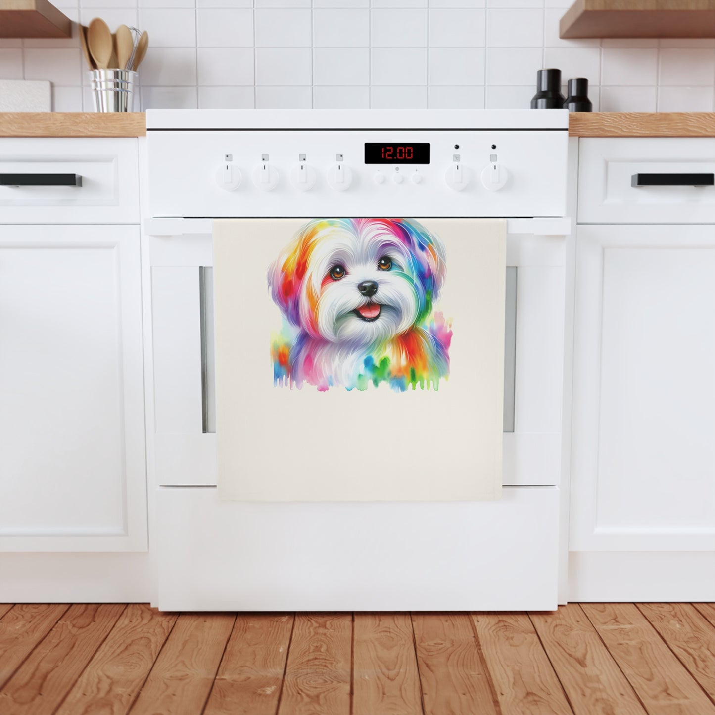 Colorful Puppy Cotton Tea Towel - Perfect for Dog Lovers