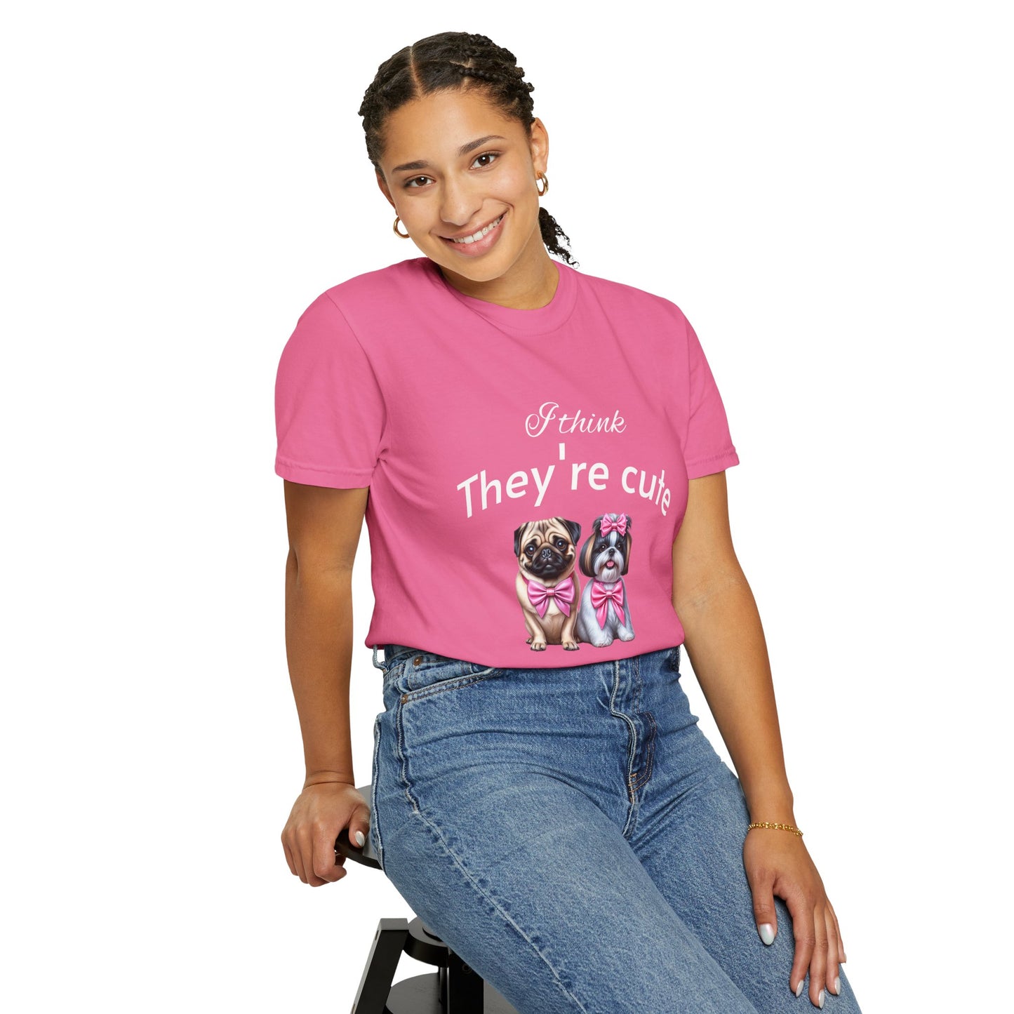I think they're cute - an adorable pug and a  cute shih tzu toy dog -  Unisex T-Shirt -  Nature Art Tee
