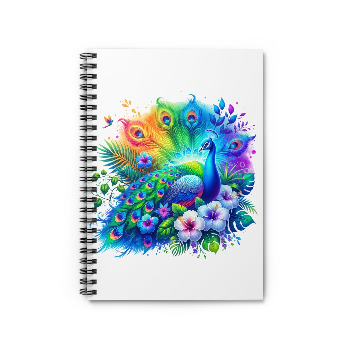 Colorful Peacock Spiral Notebook - Ruled Line - Perfect for Art Lovers and Floral Enthusiasts