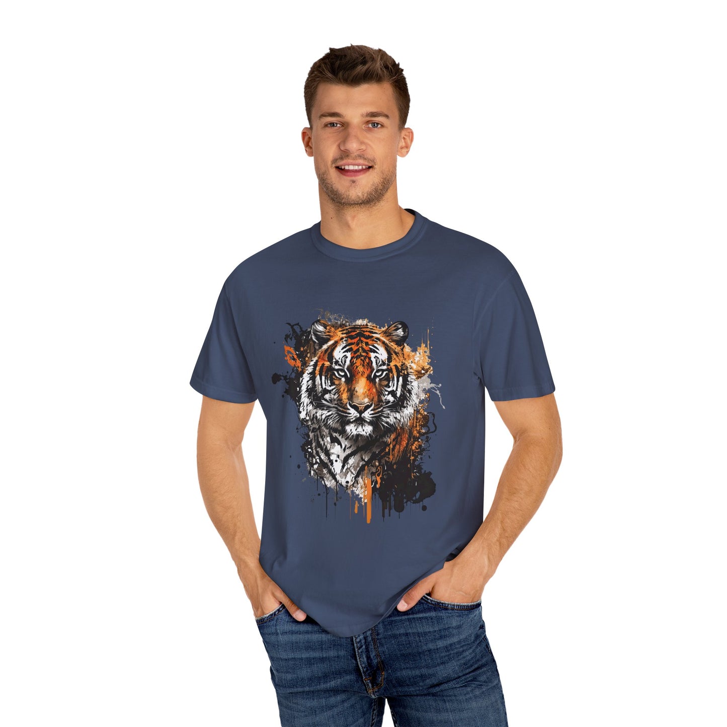 An abstract depiction of a tiger with vibrant colours Unisex T-Shirt