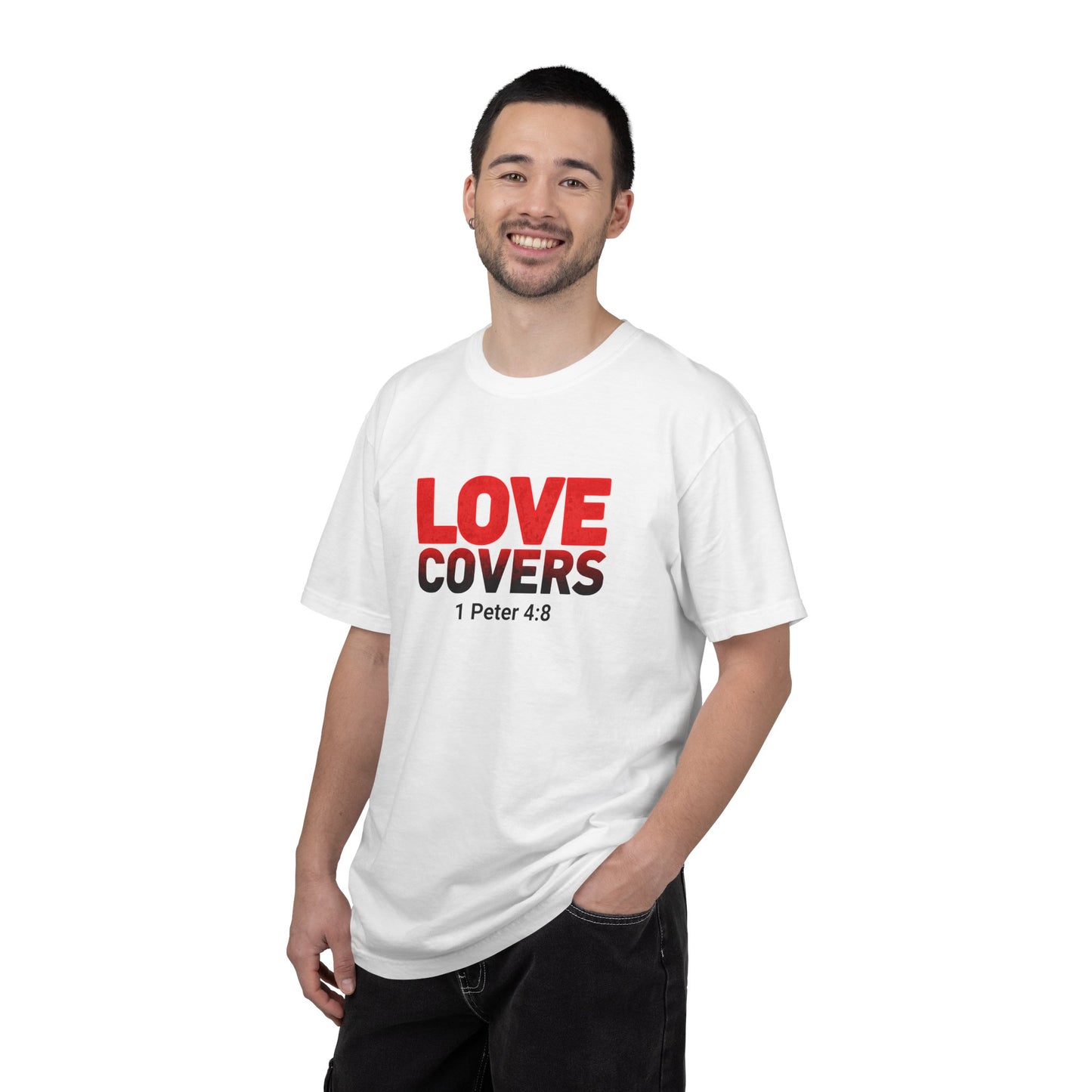 Love Covers T-Shirt — 1 Peter 4:8 Faith Tee