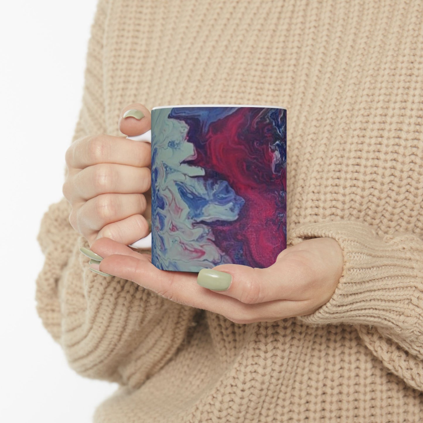 Acrylice pour design - Artistic Abstract Ceramic Mug - Unique Colorful Design (11oz)