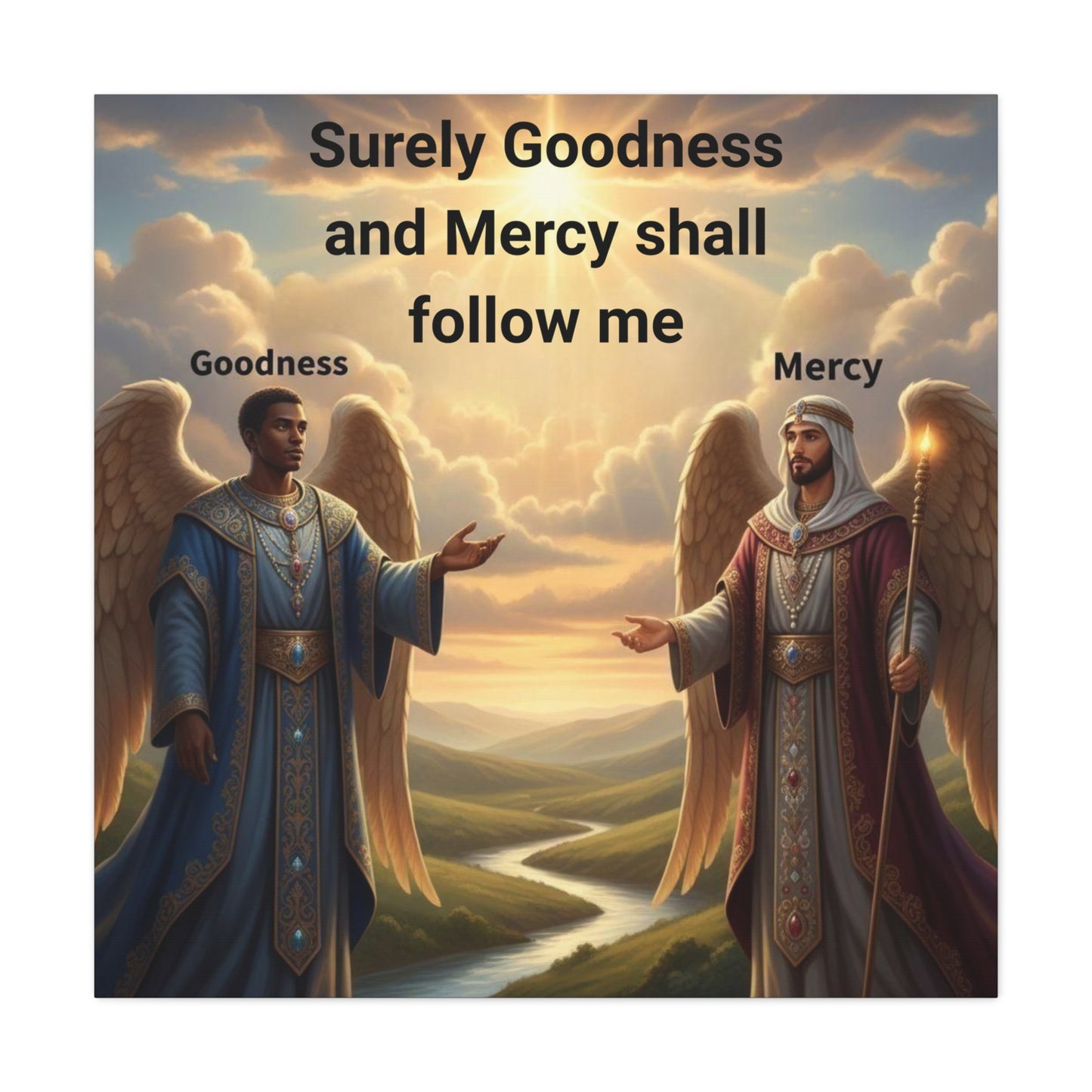 Godly Angels Blessing Canvas Print — Motivational Spiritual Wall Art, Religious Home Decor Gift