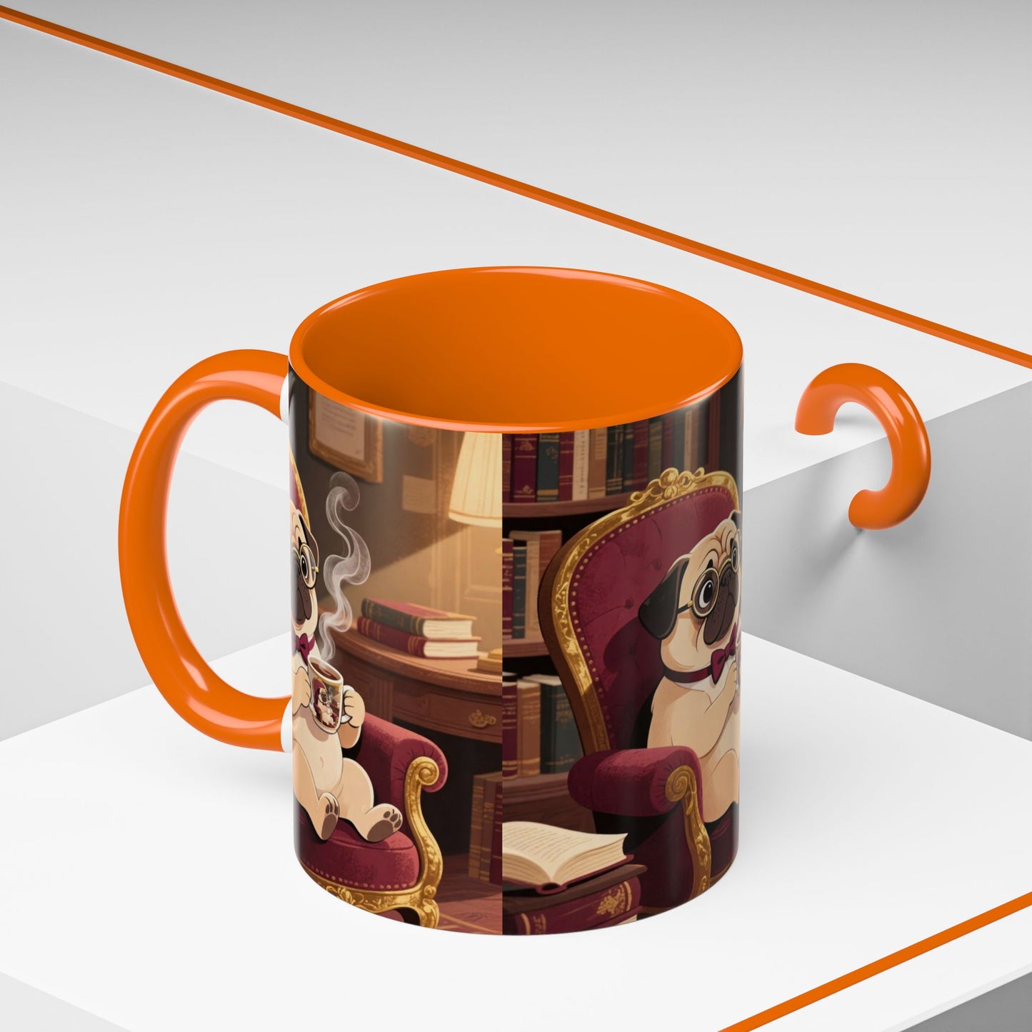 Pug in Armchair Coffee Mug — Cozy Literary Tea & Coffee Cup (11/15oz)