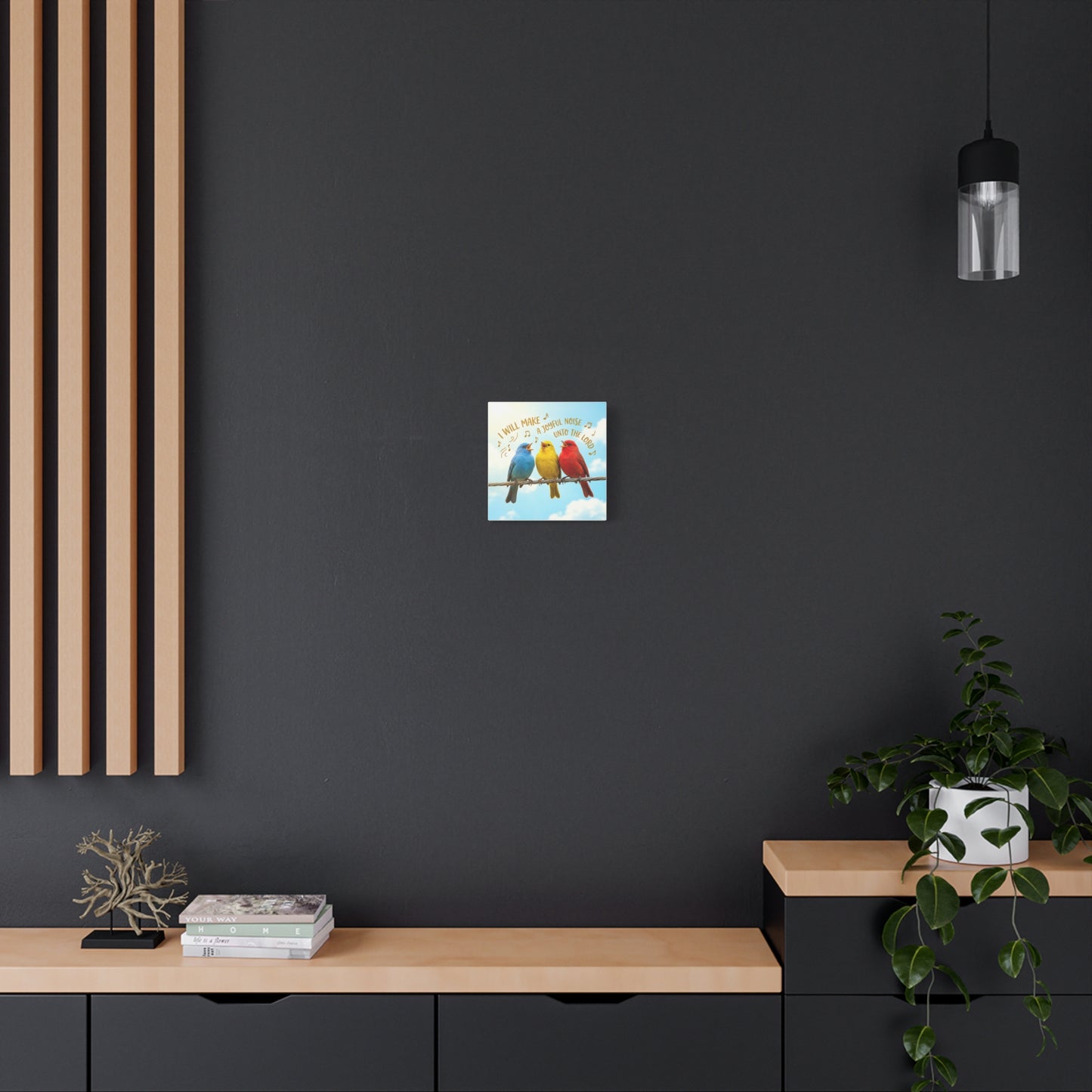 Joyful Birds Canvas Wall Art — "I Will Make A Joyful Noise unto the Lord" Motivational Wall Art
