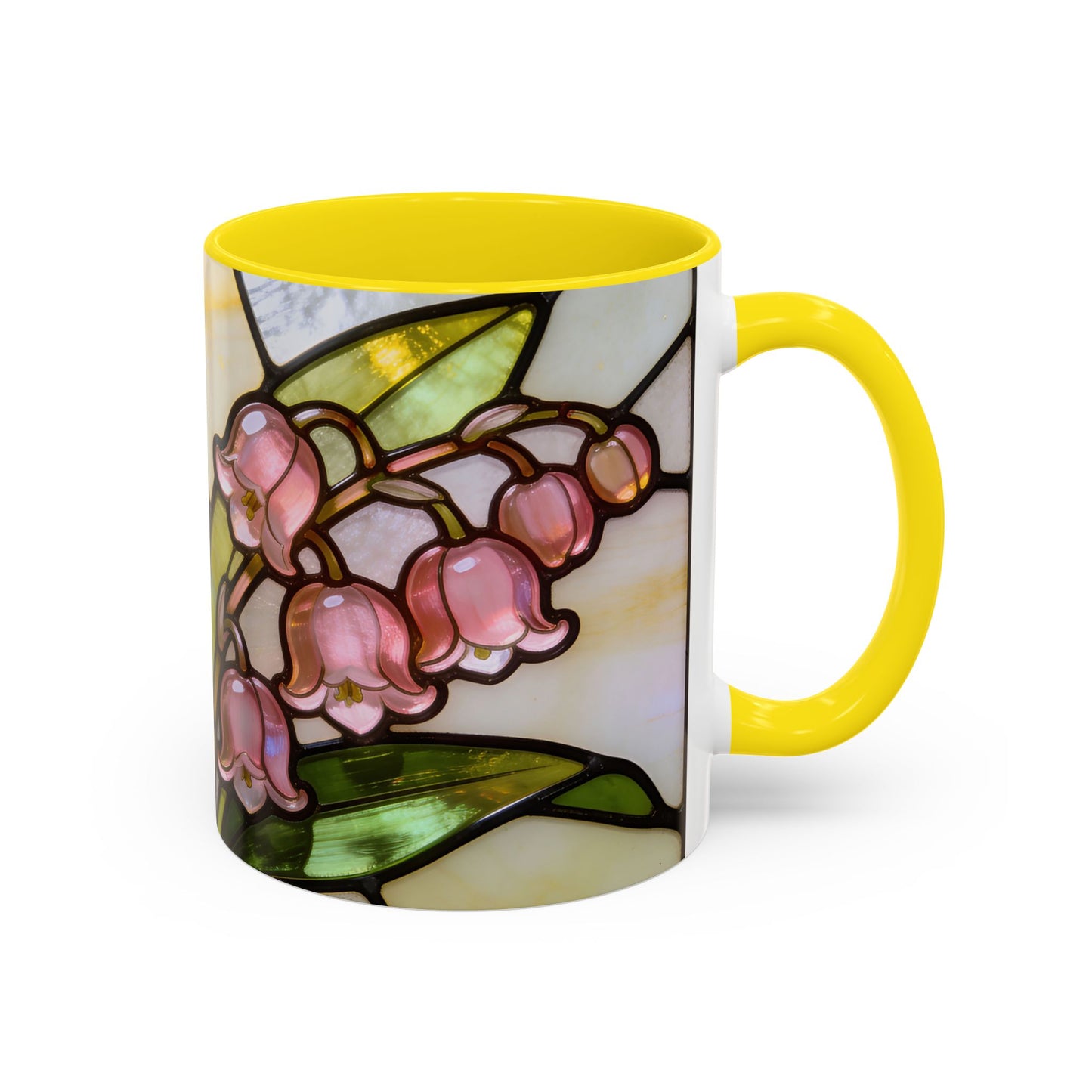Stained Glass Lily of the Valley Accent Coffee Mug — Floral 11/15oz Gift