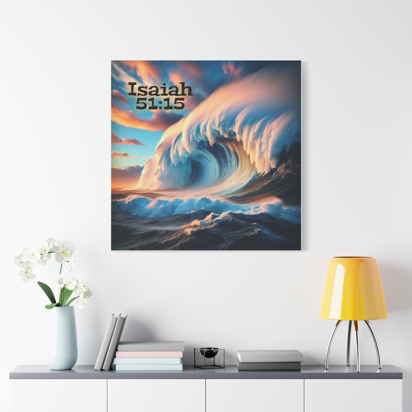 Inspirational Wave Canvas Wall Art, Motivational Wall Art, Ocean Print, Psalm 51:15 Decor, Nautical Gift, Bible Verse Wall Art