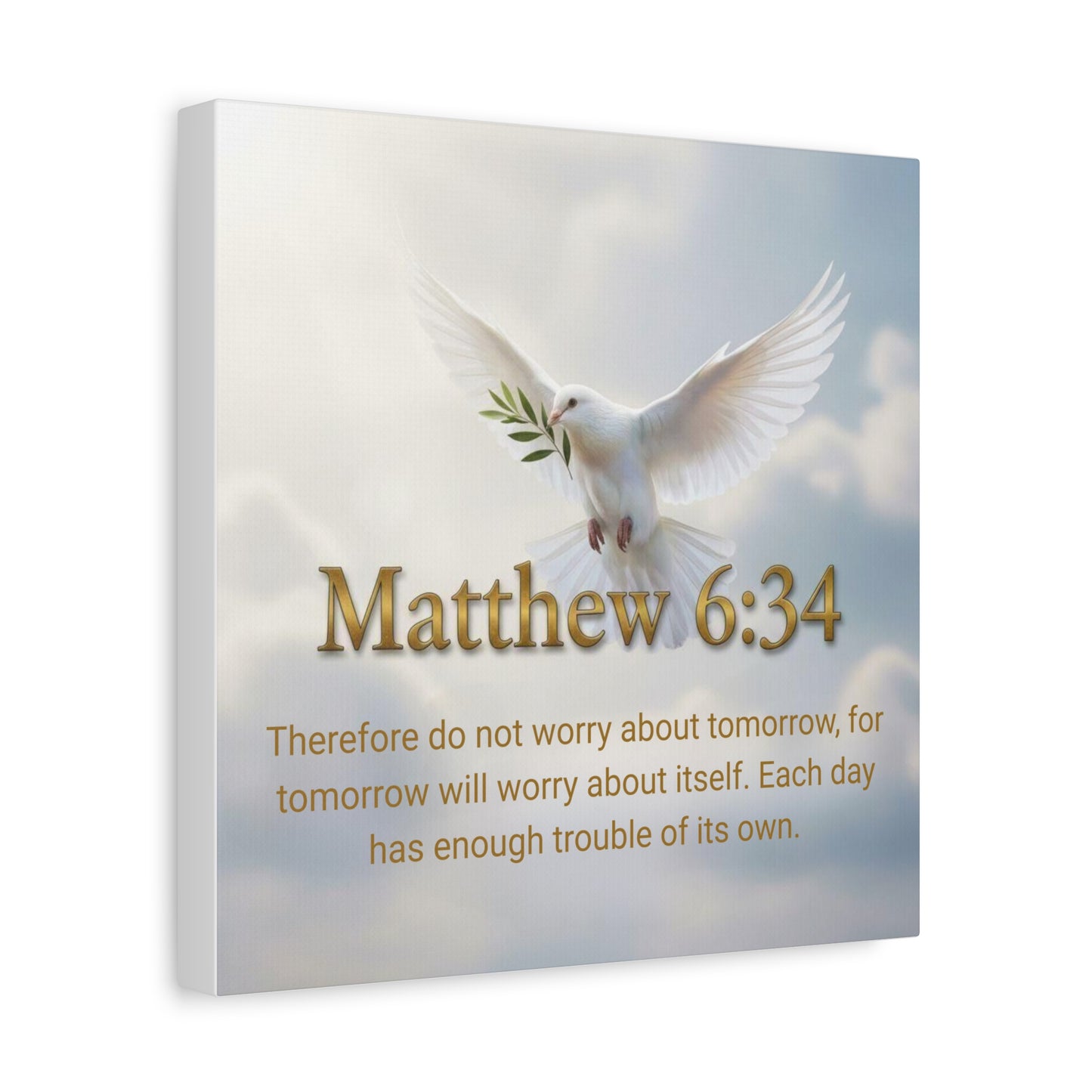 Inspirational Wall Art, Matthew 6:34 Canvas Print, Uplifting Home Decoration, Motivational Gift