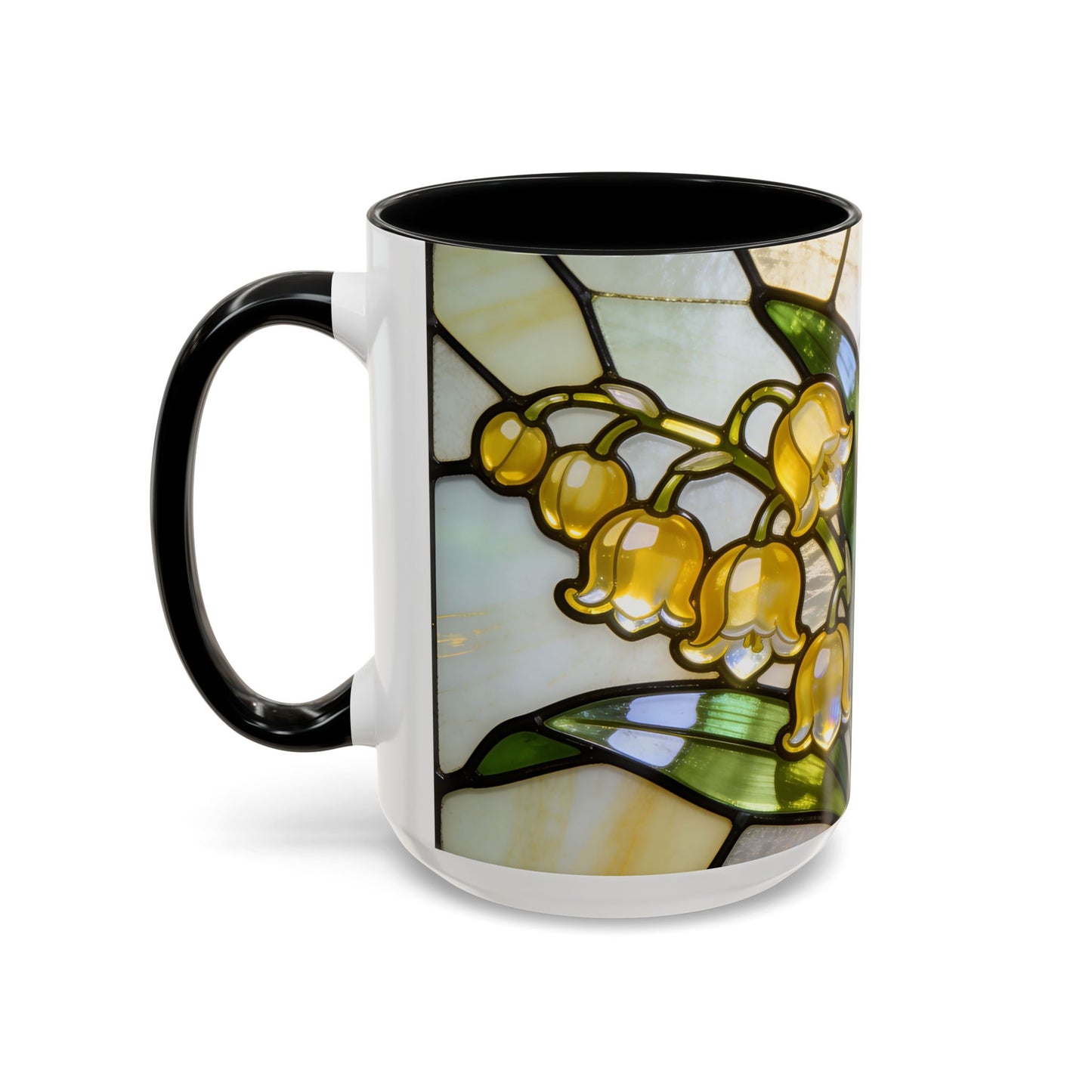 Stained Glass Lily of the Valley Accent Coffee Mug — Floral 11/15oz Gift