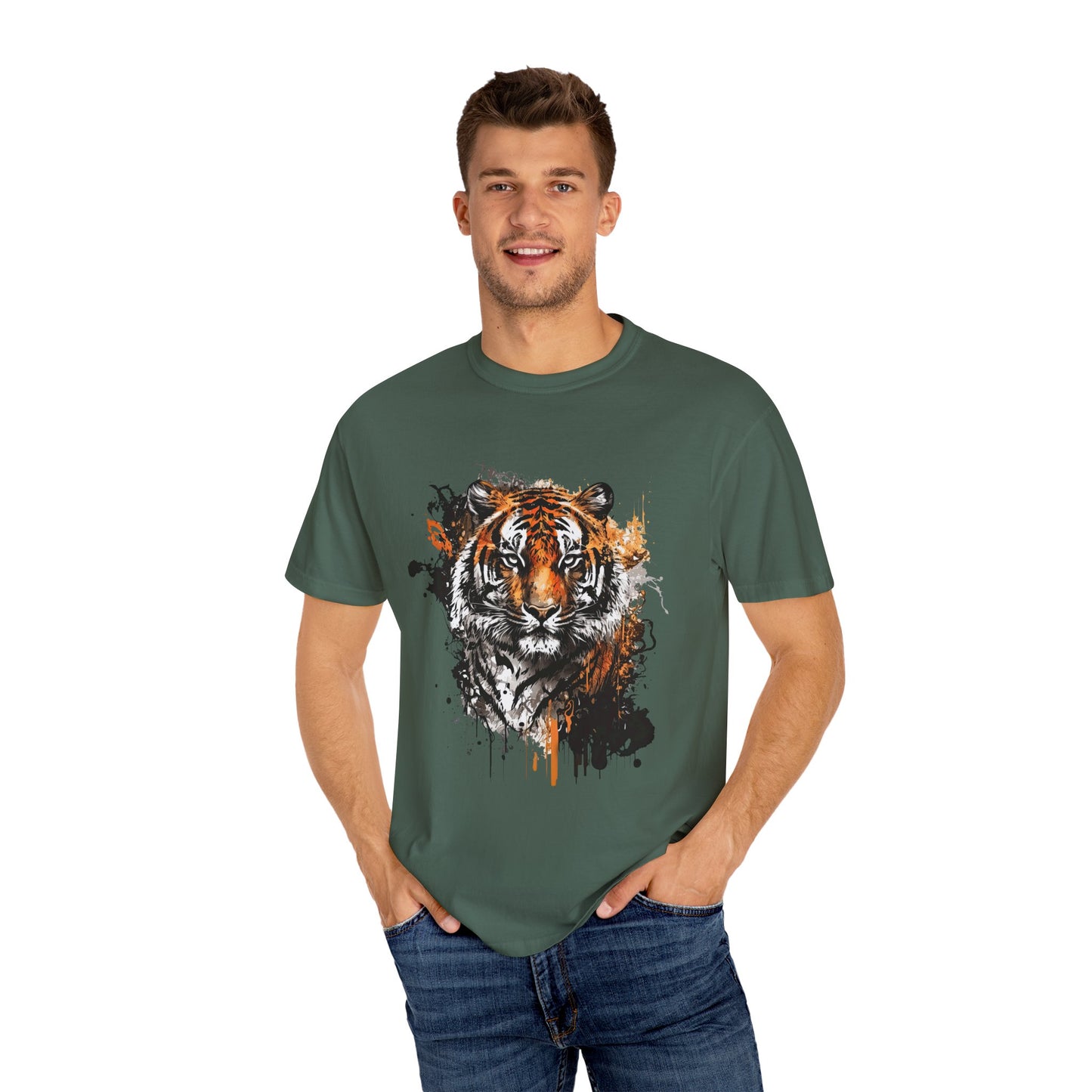 An abstract depiction of a tiger with vibrant colours Unisex T-Shirt
