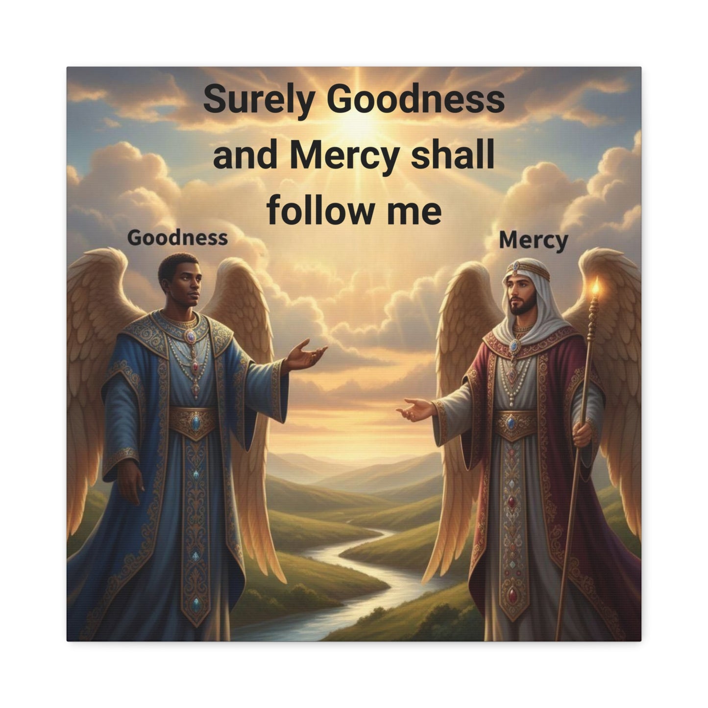 Godly Angels Blessing Canvas Print — Motivational Spiritual Wall Art, Religious Home Decor Gift