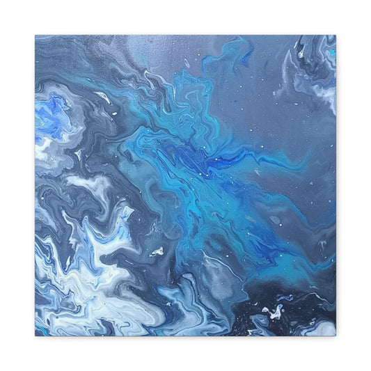 Ocean-Inspired Stretched Canvas Art - Abstract Blue Waves