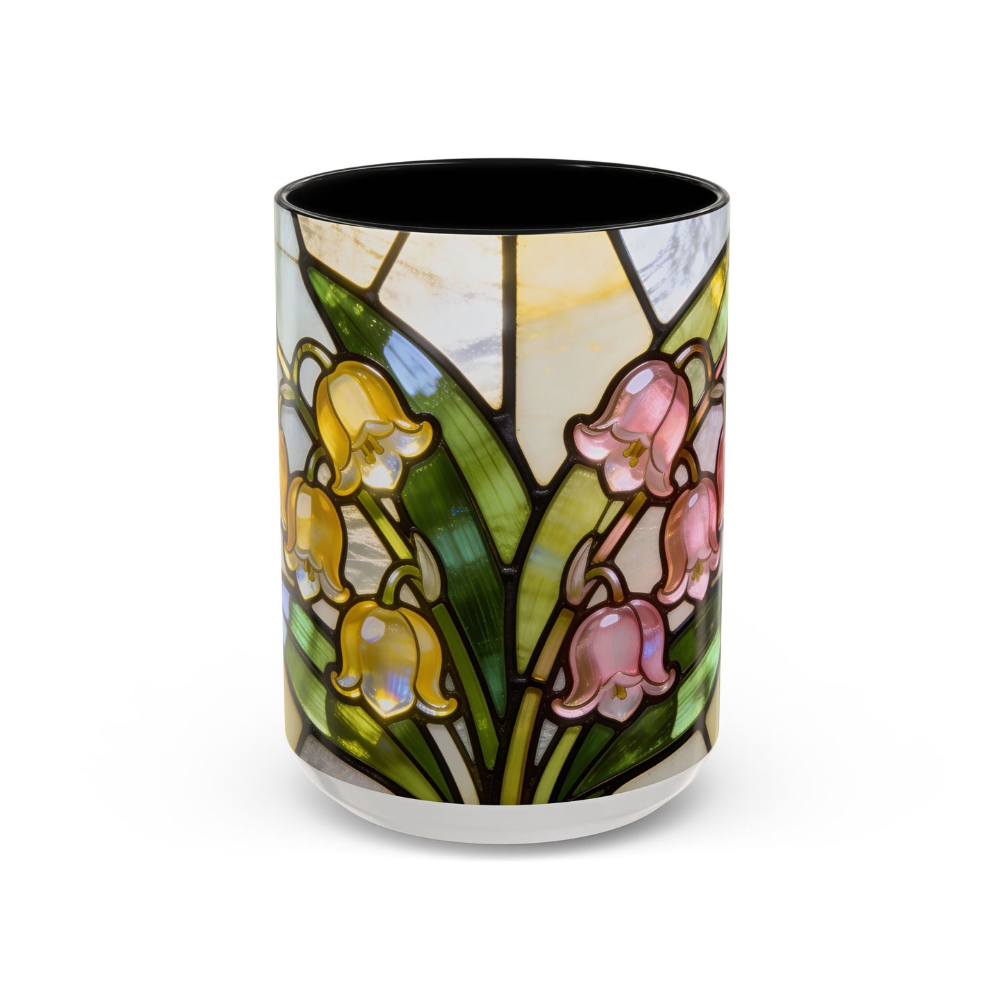 Stained Glass Lily of the Valley Accent Coffee Mug — Floral 11/15oz Gift