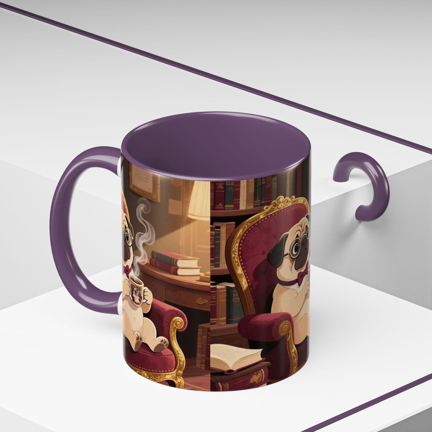 Pug in Armchair Coffee Mug — Cozy Literary Tea & Coffee Cup (11/15oz)