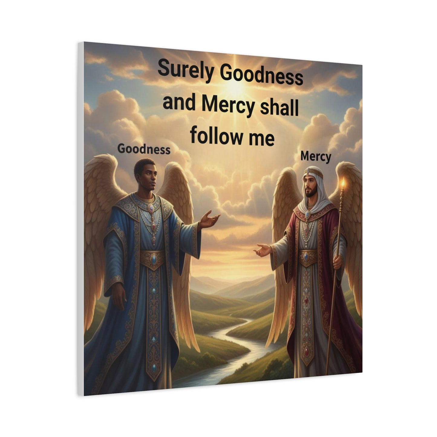 Godly Angels Blessing Canvas Print — Motivational Spiritual Wall Art, Religious Home Decor Gift