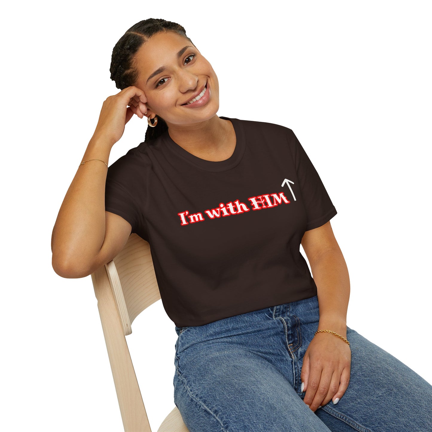 I'm With Him T-Shirt — Arrow Pointing Upward Christian Faith Graphic Tee