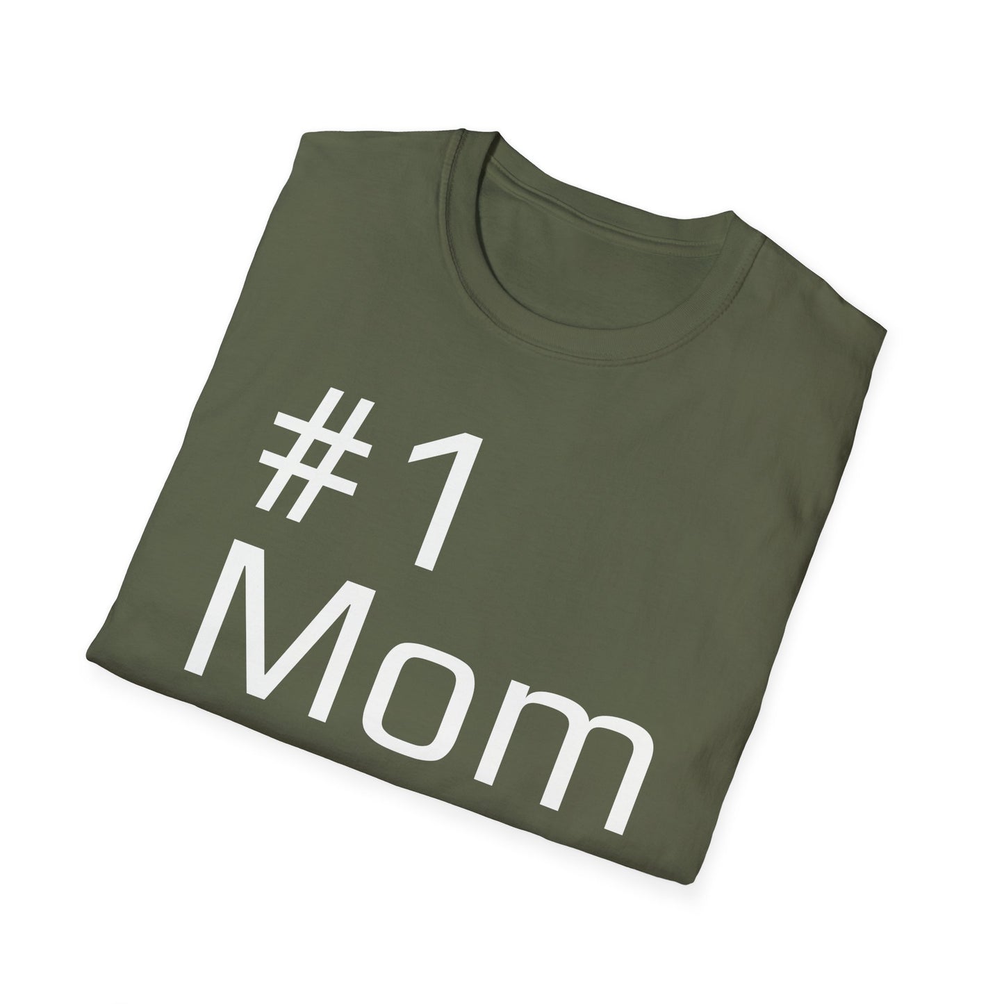 #1 Mom Unisex Softstyle T-Shirt — Military Green & Dark Hues, Mother's Day Gift (S–3XL)