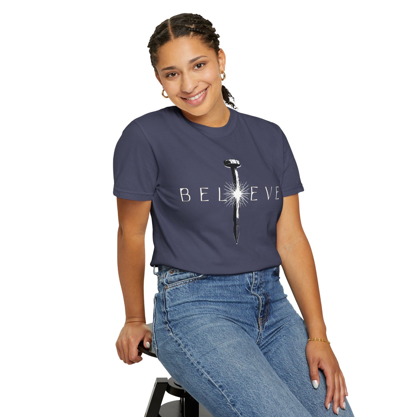 Unisex 'Believe' Garment-Dyed T-shirt - Inspirational Graphic Tee