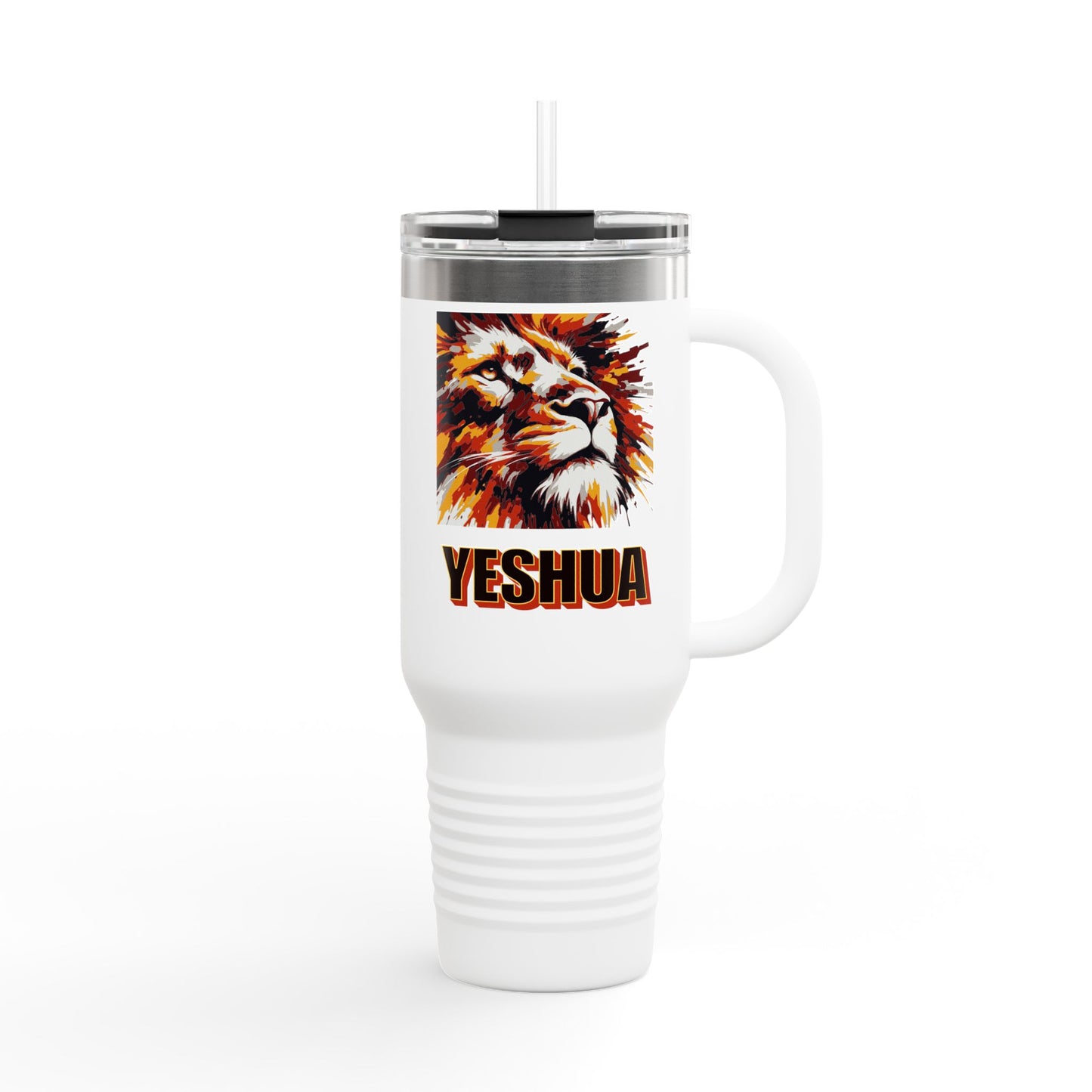 YESHUA 40oz Insulated Travel Mug - Inspirational Lion Design, Perfect for Hot & Cold Beverages
