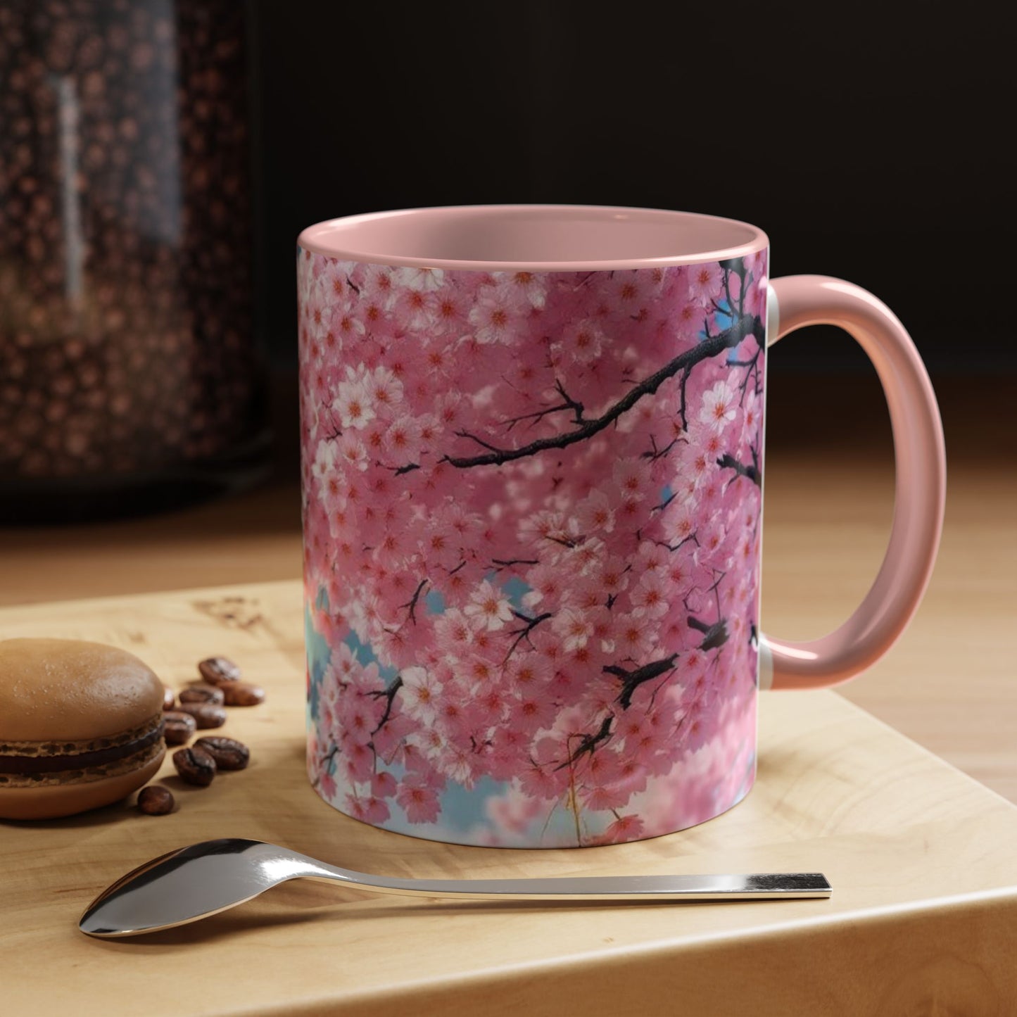 Cherry Blossom Accent Coffee Mug – Pink Sakura Floral 11/15oz