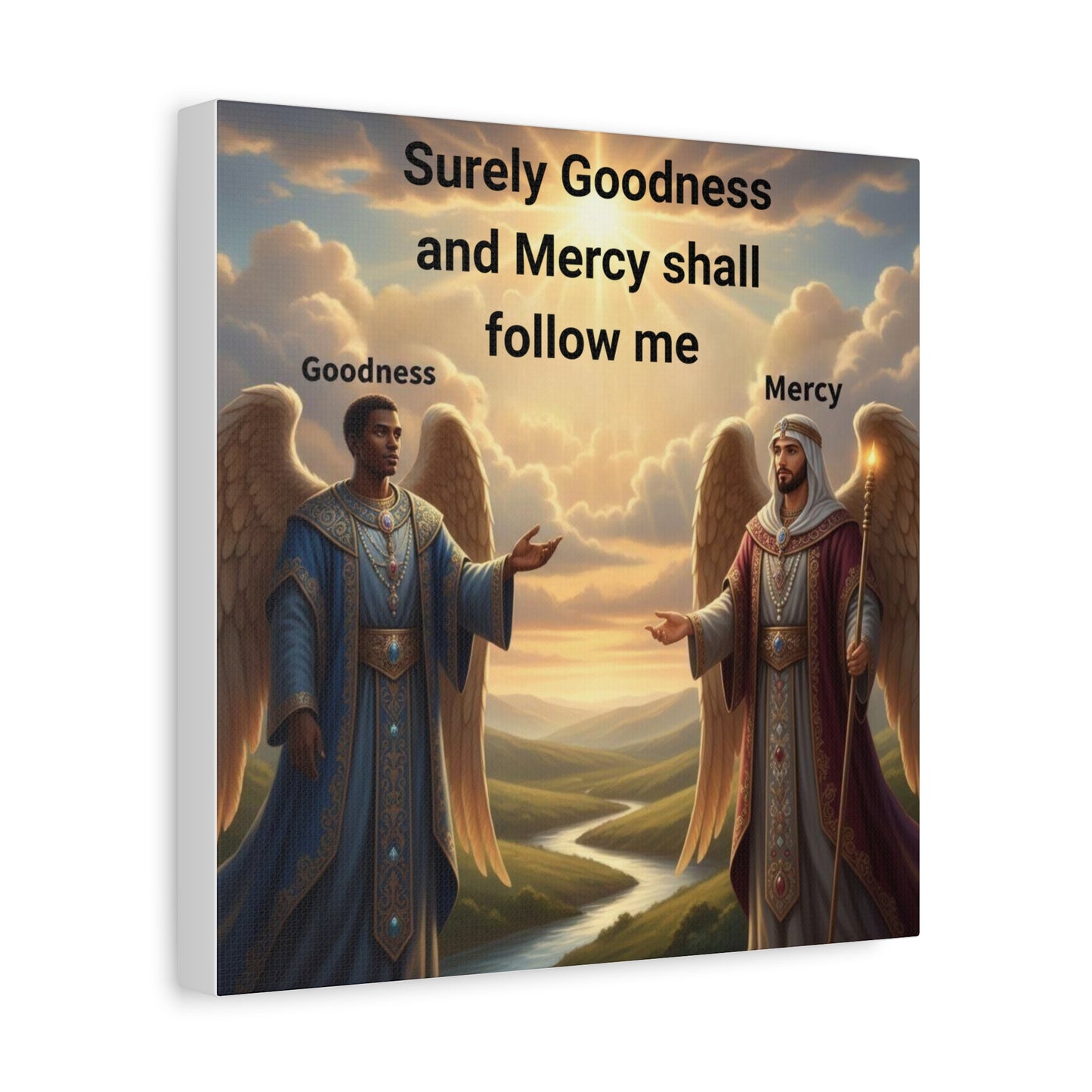 Godly Angels Blessing Canvas Print — Motivational Spiritual Wall Art, Religious Home Decor Gift