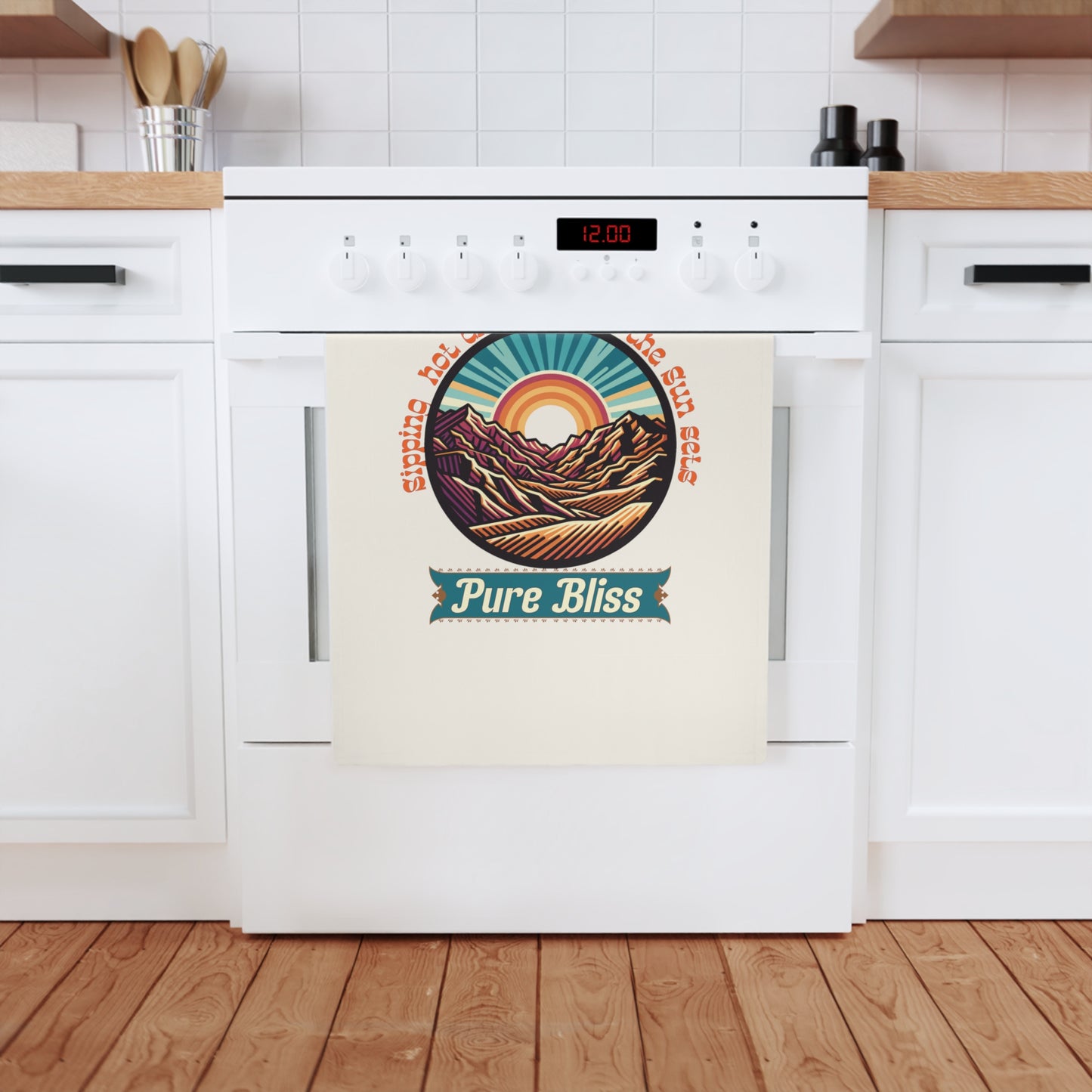 Pure Bliss Cotton Tea Towel - Cozy Mountain Vibes, Perfect for Home & Gift